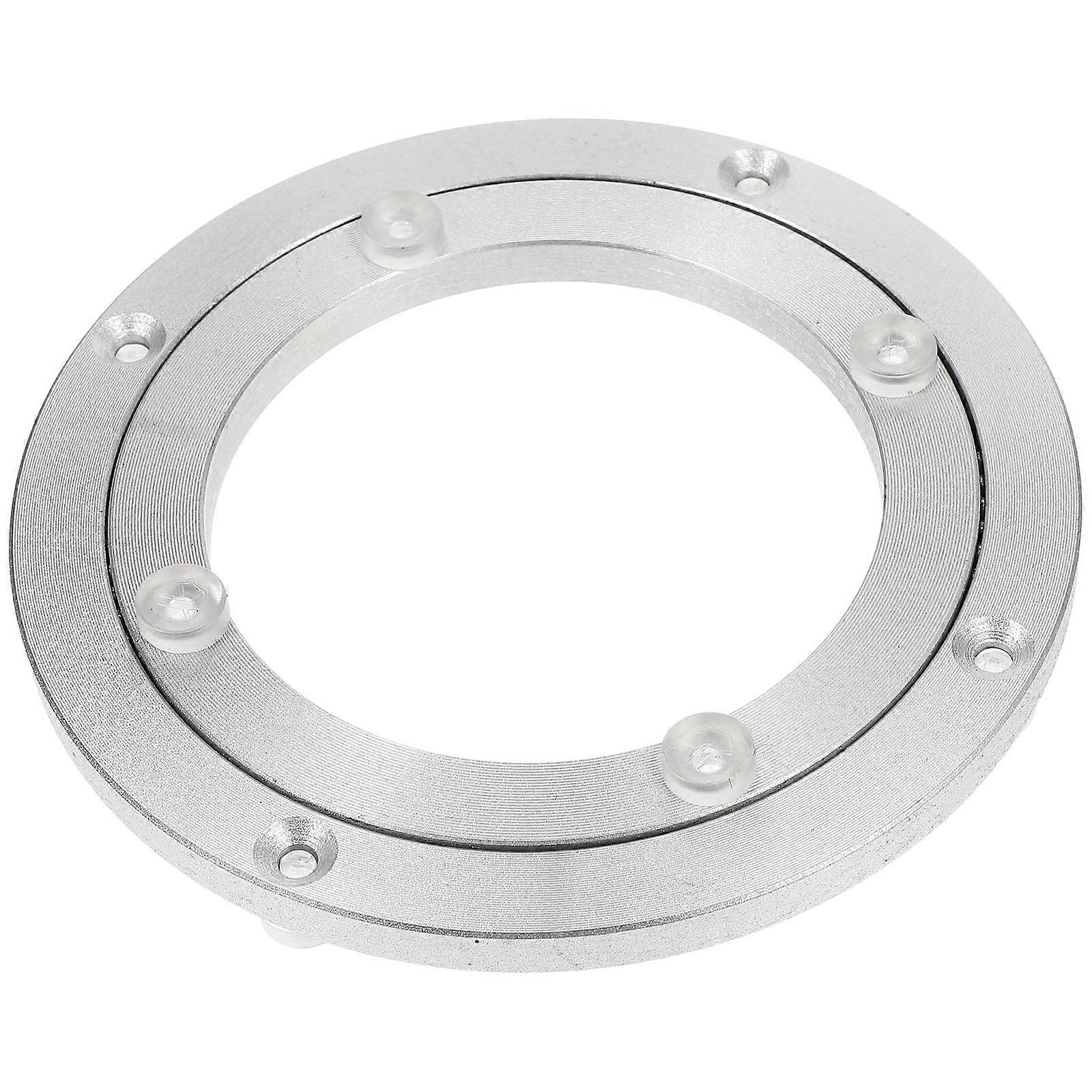 Sturdy Aluminum Alloy Table Swivel Plate for Home Use Silver Color 360 Degree Rotation
