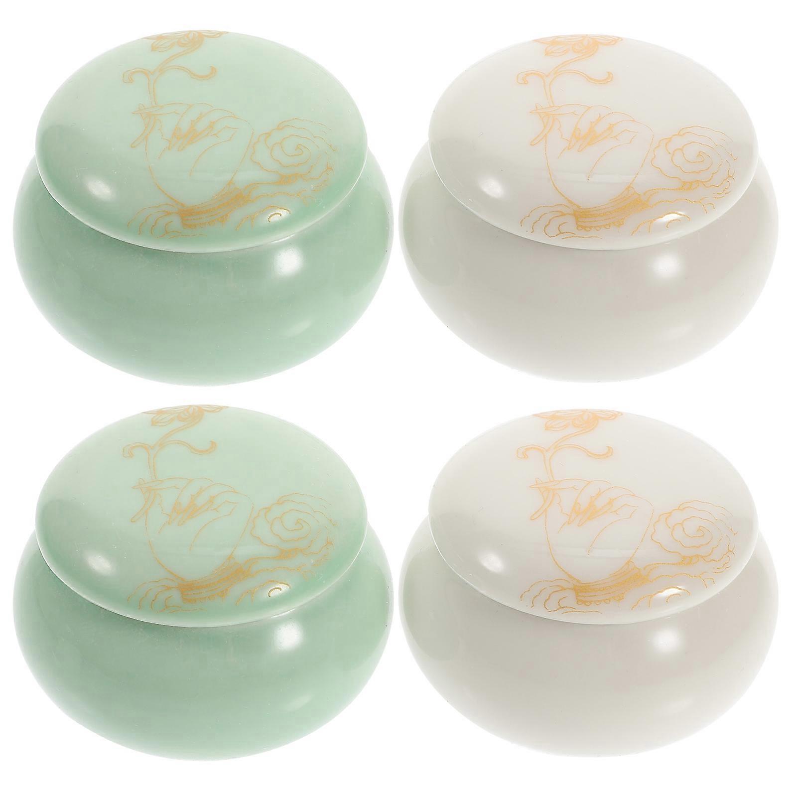 4pcs Lipstick Storage Jars Compact Ceramic Makeup Pots for Cosmetics Organization Stylish & Functional Cosmetic Bottles