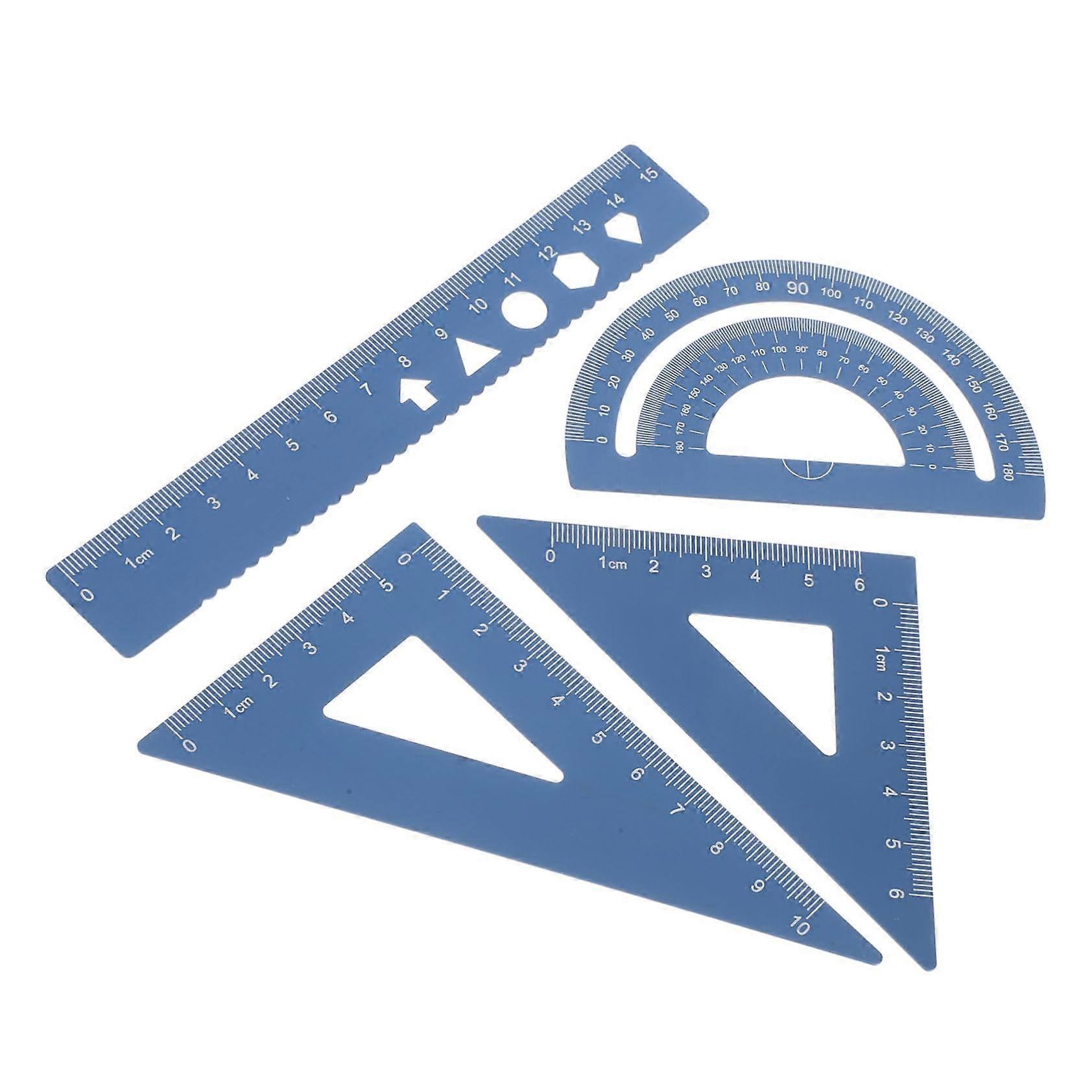4piece scale ruler set made of aluminum alloy, ruler for drawings, triangular ruler for geometric measurements, for students and engineers.