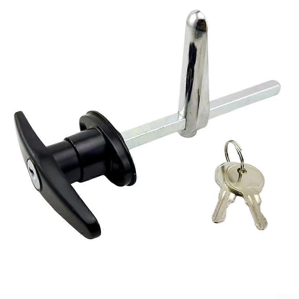 Garage door safety lock in Tshape, weatherproof design to protect against rust and erosion (black)