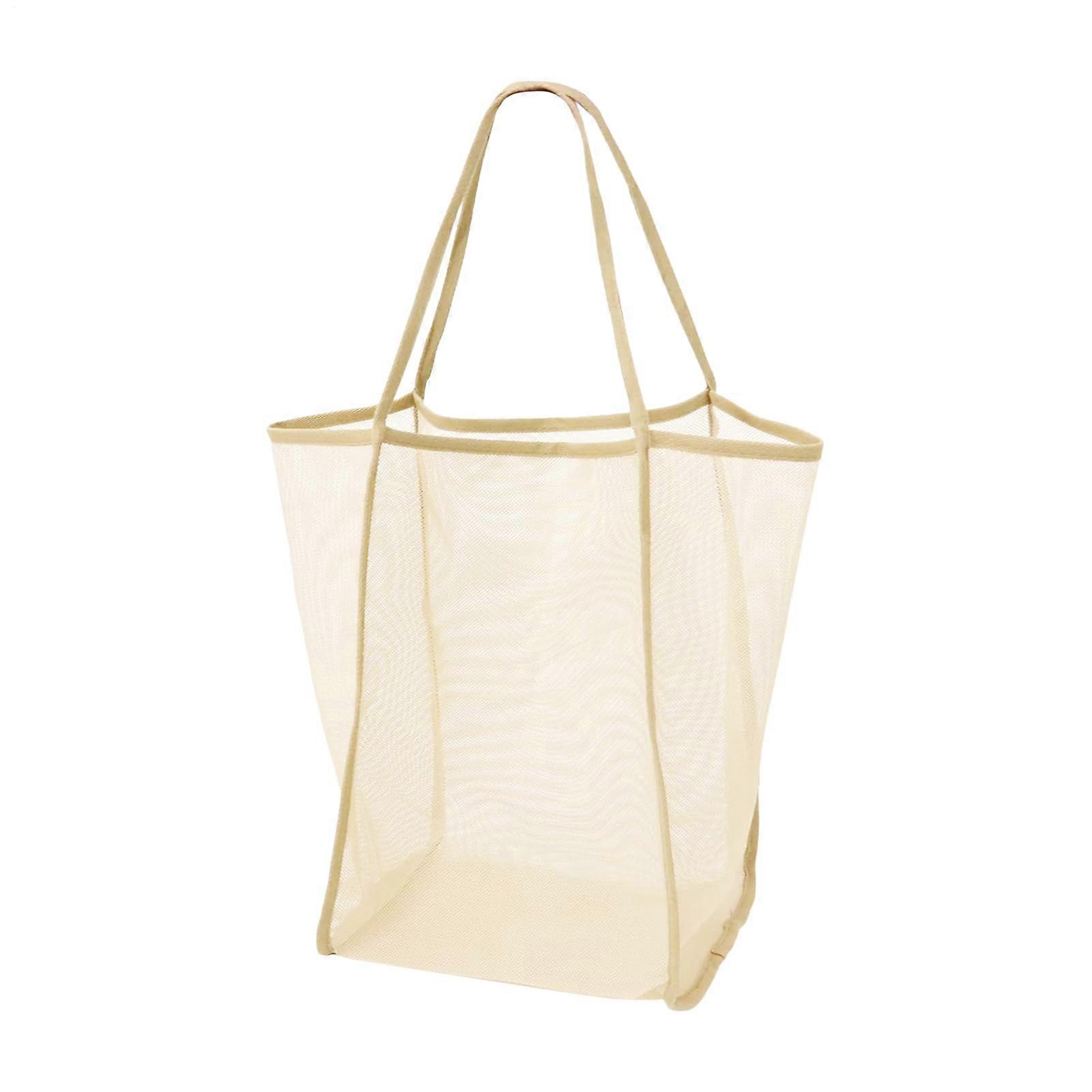 Mesh Beach Bag, Toy Storage, Transparent Mesh, Breathable, Foldable, Khaki, Outdoor Use for Vacation, Beach, Boating
