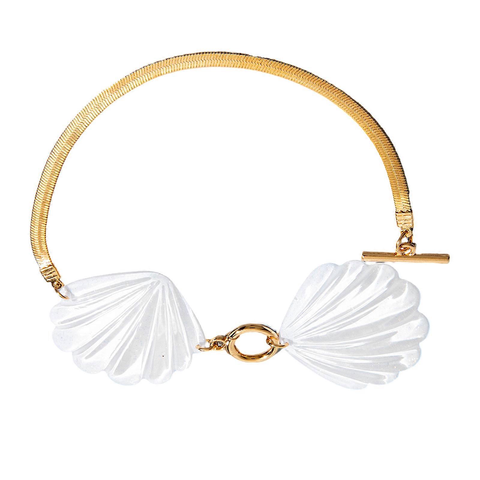 Tobillera elegante con forma de concha, pulsera de tobillo ajustable con textura de hierro, multicolor.