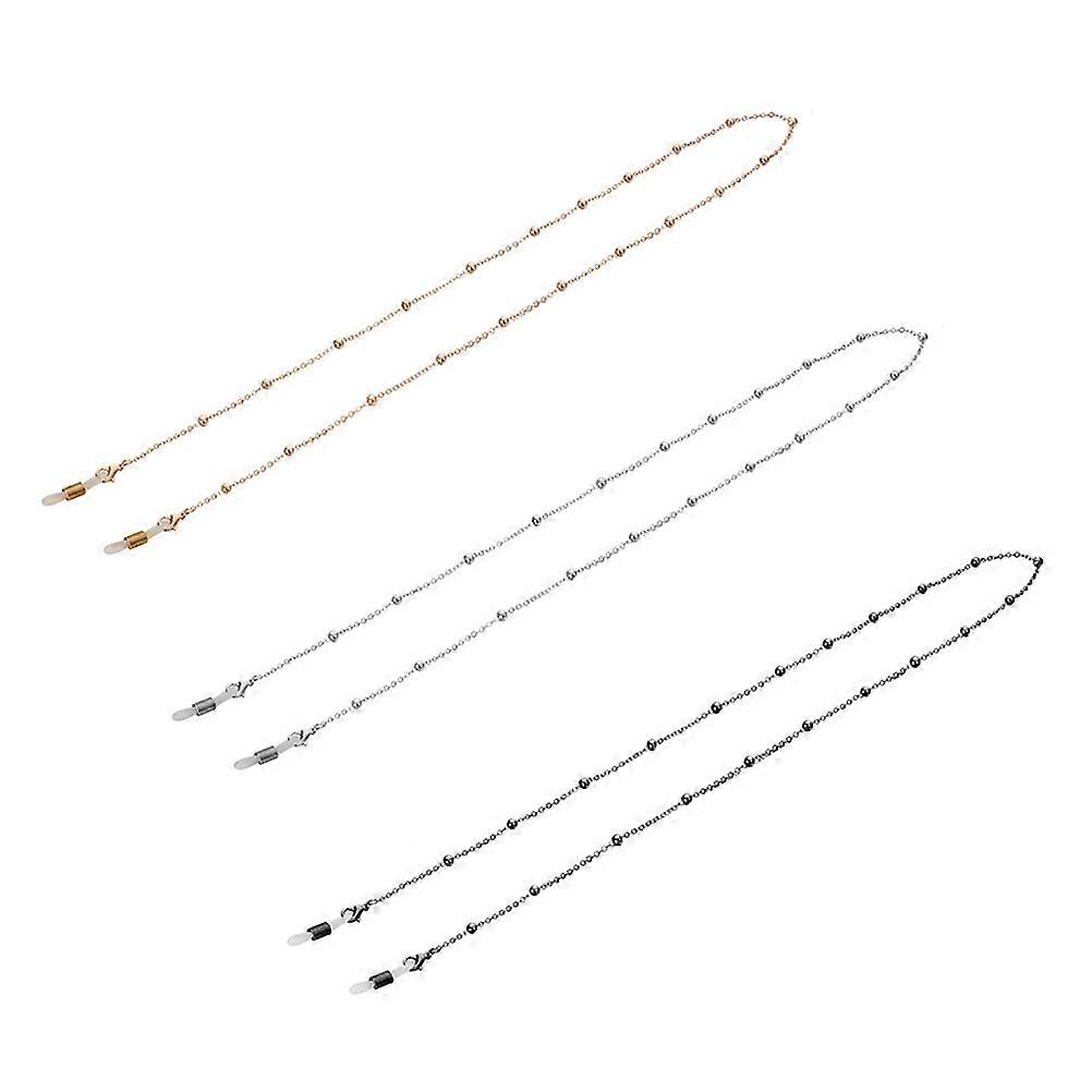 Eyeglass Cords Beaded Eyeglass Chains Metal Sunglass Strap Holder Simple for Outdoor Activities 75x0.5cm 3Set