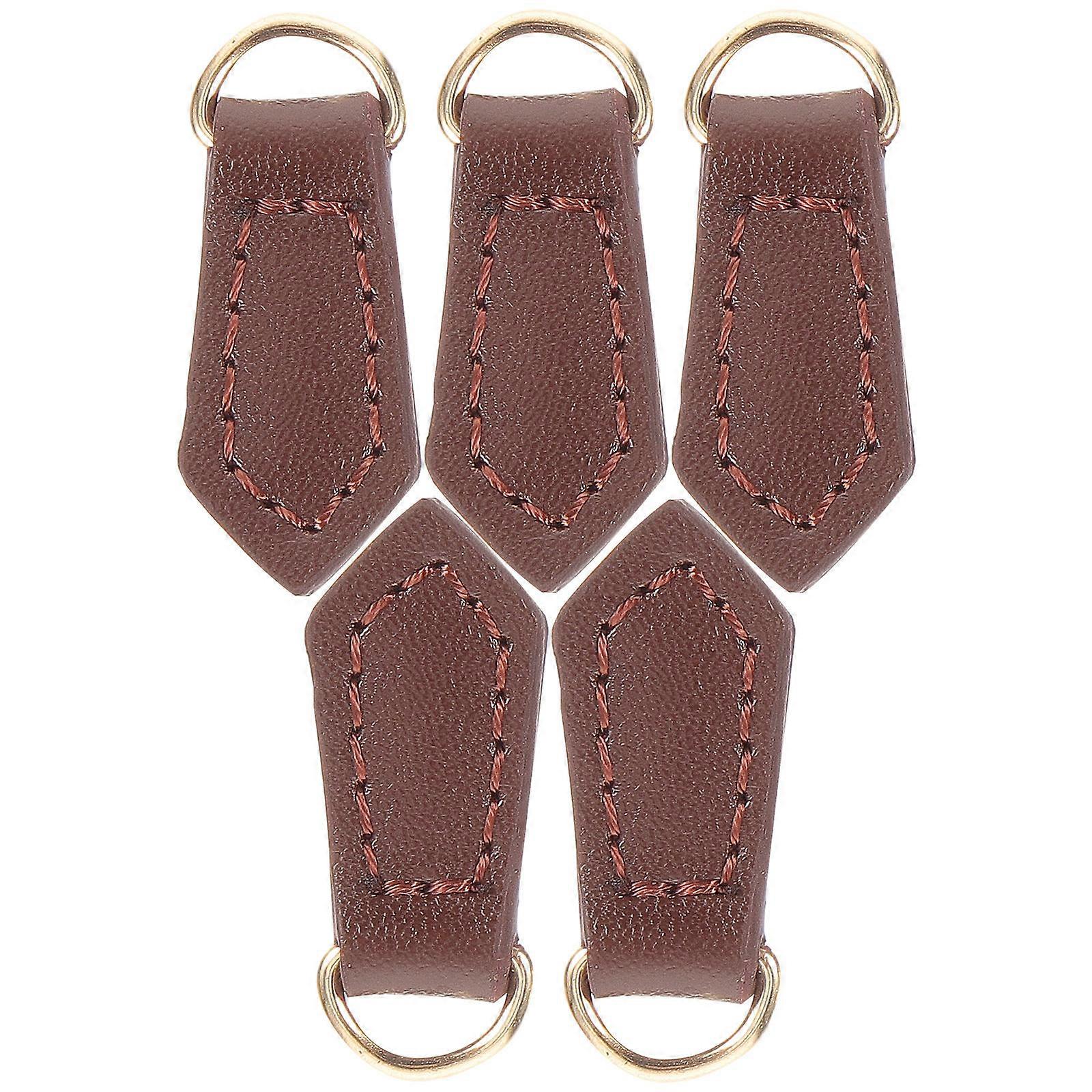 Luggage Zipper Puller Replacement Zipper Tab Diamond Stitched For Daily Use Men Women Practical Zipper 3.2x1.5cm Leather 5Pack