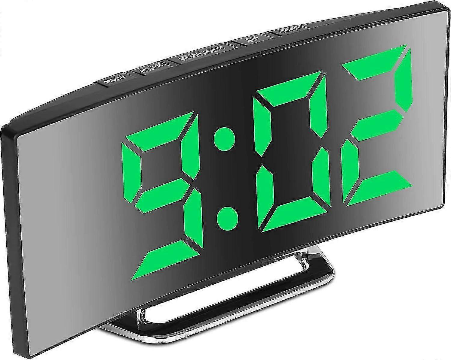 2025 Digital Silent Non-Ticking Alarm Clock for Bedrooms, 7''Large LED Mirror Screen, 2 Brightness Mode, 12/24H, Temperature, Date, Night Light, Snooz