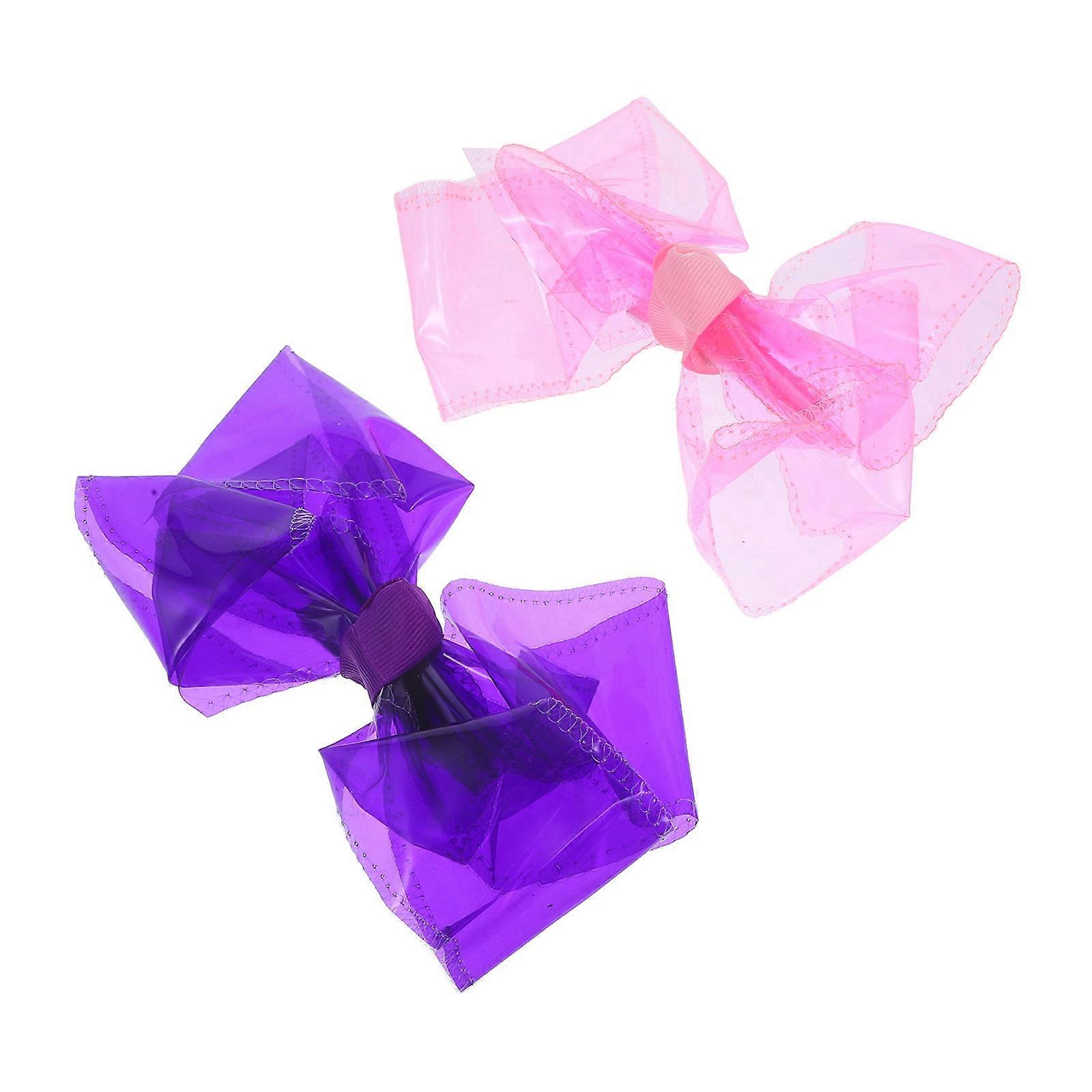 Assorted Color PVC Bow Hair Clips for Girls Daily Wear and Special Occasions 2 Pcs Set