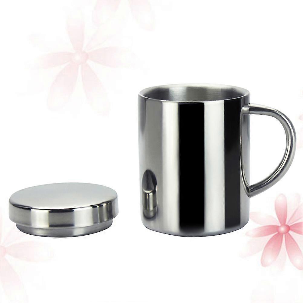 Silver Stainless Steel Cup for Drinking 420Ml Double Insulation Coffee Mug