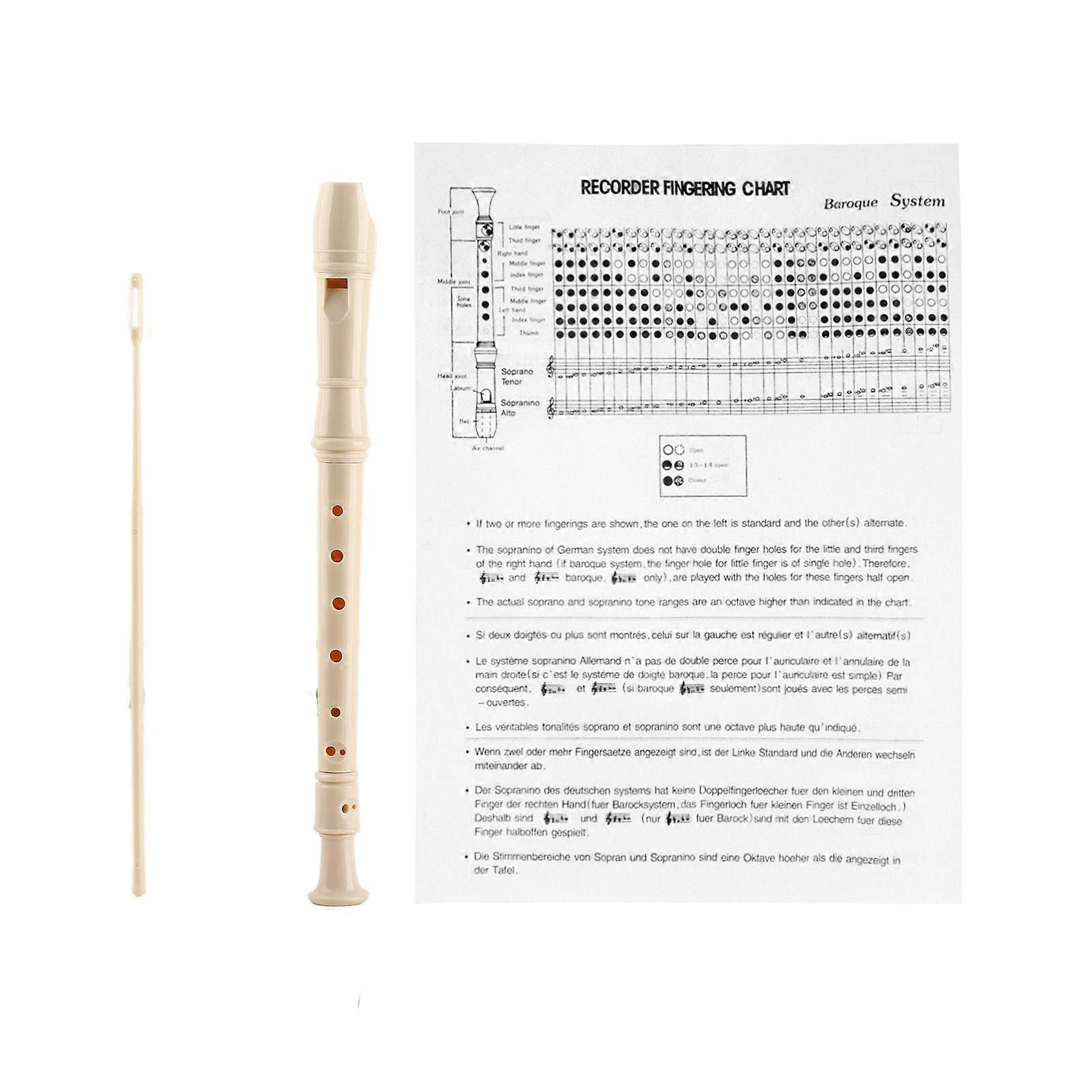 8 Hole Recorder Lightweight Portable Descant Flauta Recorder ABS Clarinet for Students Kids White