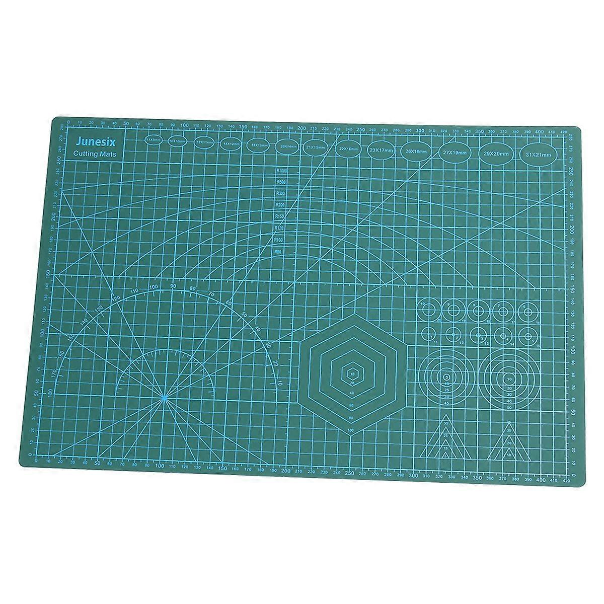 A3-Größe Professionelle Markierung Langlebige rutschfeste PVC-Schneidematte für Scrapbooking, Quilten, Nähen, Kunsthandwerk, Projekte (Grün)