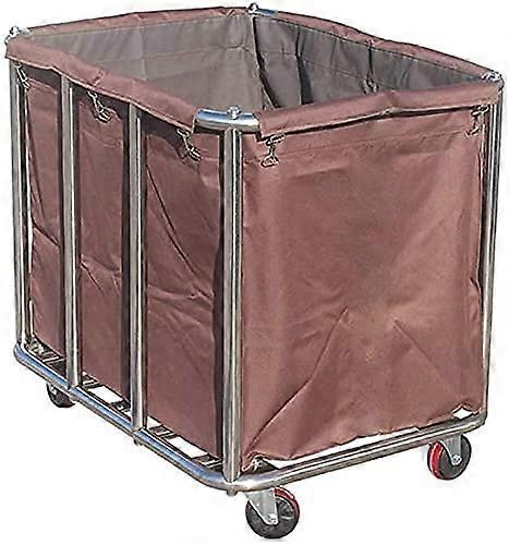 Trolleys Rebags with Linen Trolley, Heavy Duty Trolley with Mute Switch, 4 Inch Wheels, Hotel Hamper Utility Cart for Clothing Storage/Brown, Brown