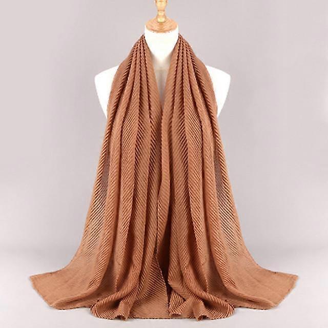 HongBiTu Women Pure color Scarf Wrap Shawl Stole Wrinkle stripe Neck Wraps Islam Muslim WJ005