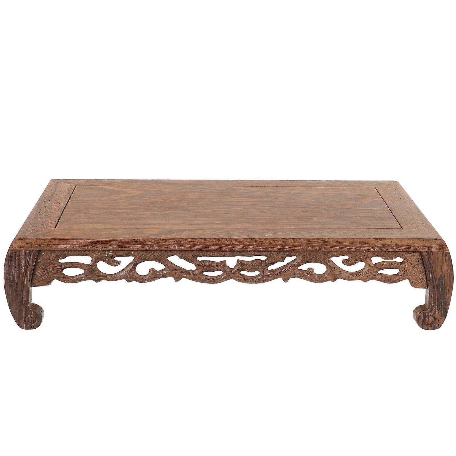 Risers Decor Display Wood Pedestal Display Stands Traditional Chinese Aesthetics Statue Holding Square Table 12.6×6.5×2.9in 1Pack