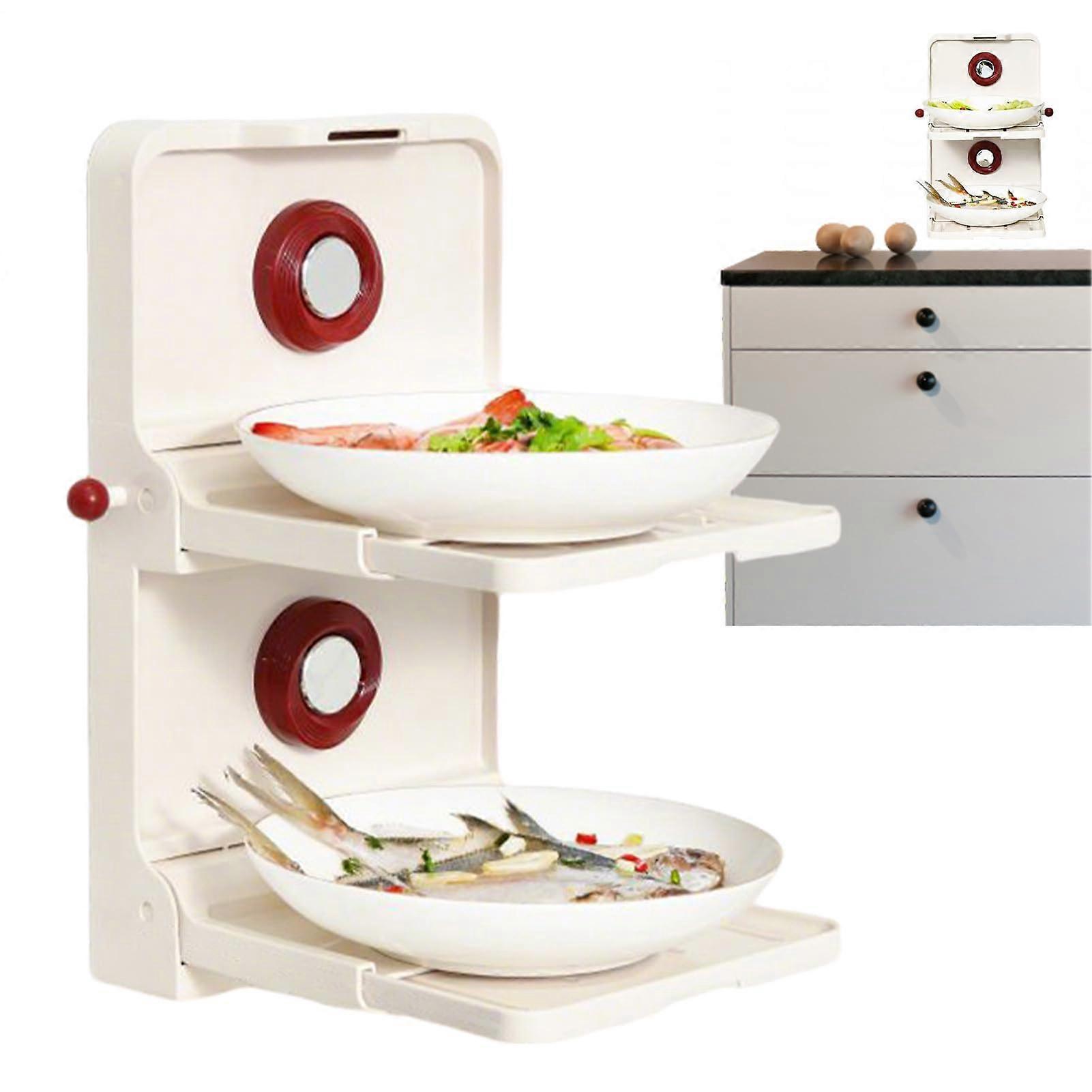 Wallmounted kitchen trays for prep, saucer dish racks flat racks large capacity no punching multifunctional storage