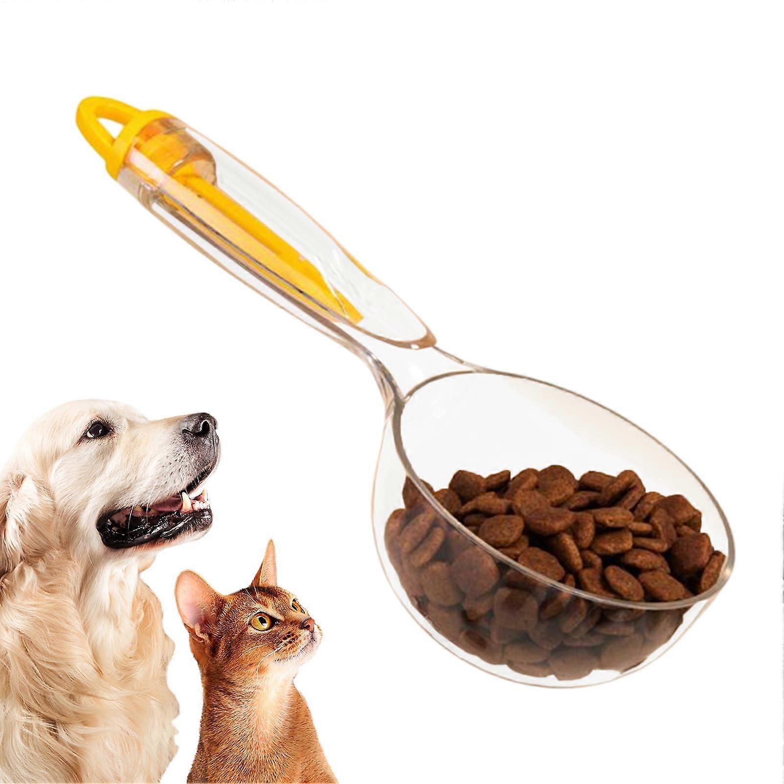 Dog Food Scoop with Long Handle, Measuring Spoon and Bag Clip, Wet Treat Dispenser for Accurate Portion Control