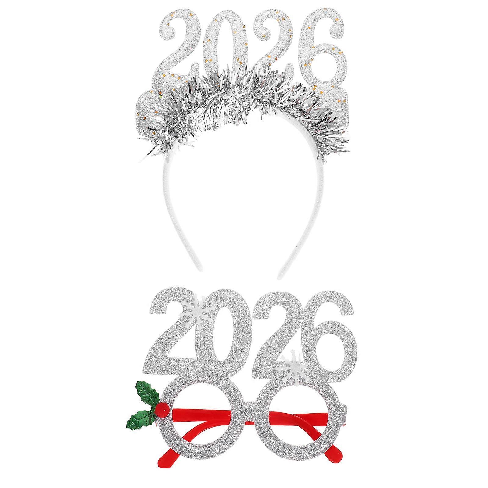 New Year Party Headband & Eyeglass Set – Comfortable Hair Clasp Glasses for Holiday Celebrations and Photo Props