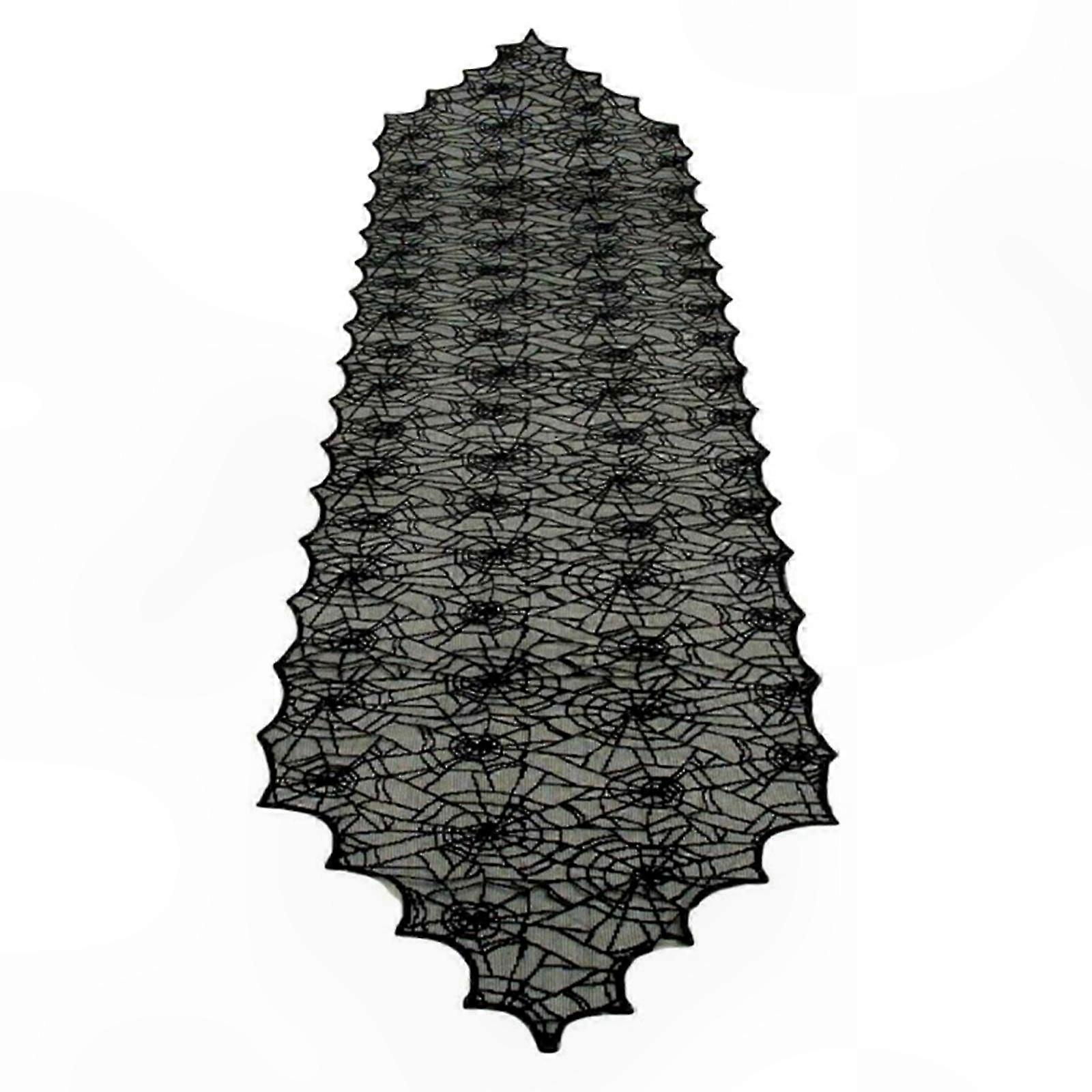 Elegant Black Halloween Table Runner with Spiders Webs Waterproofs Table Cover for Event Tabletops