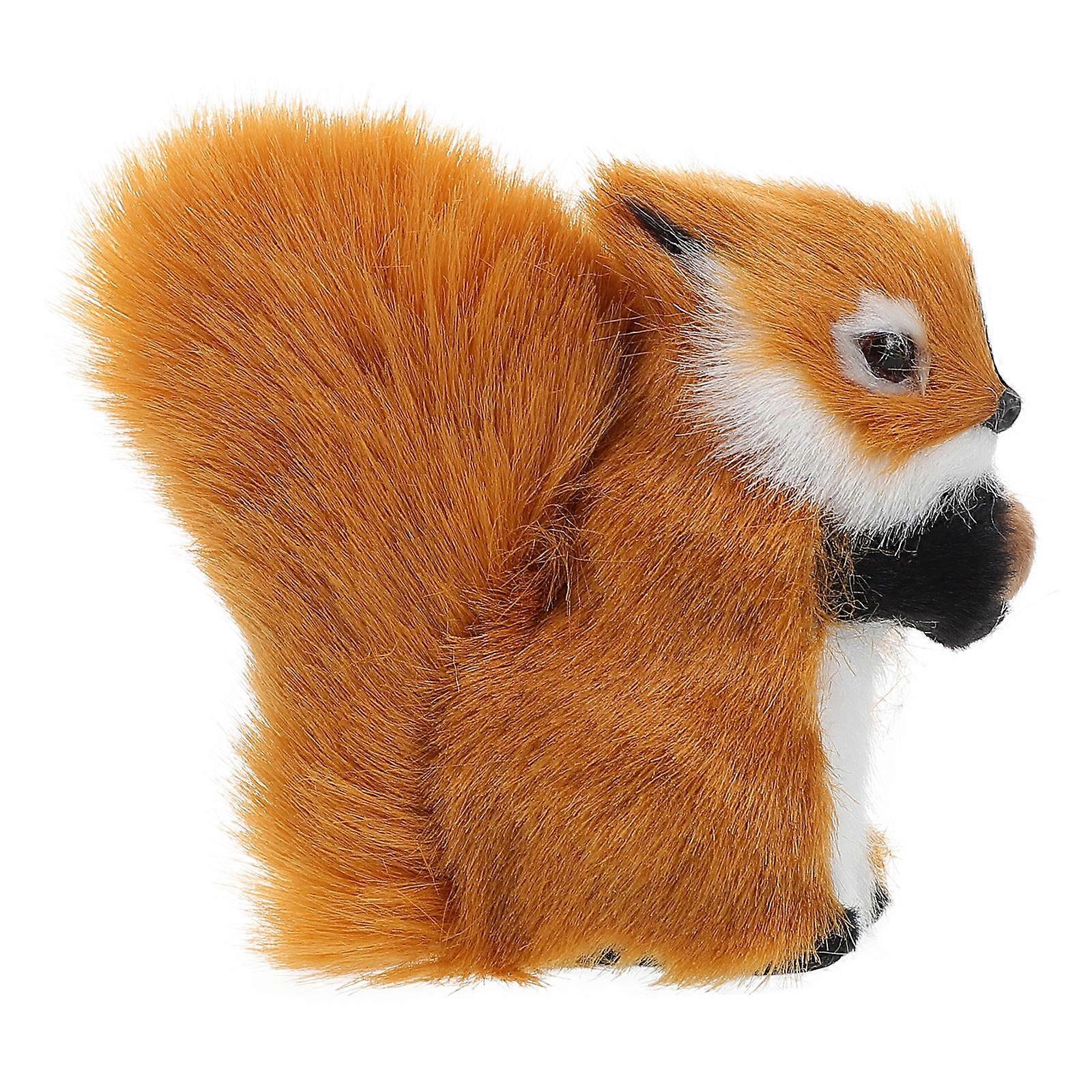 FRCOLOR Adorable Stuffed Squirrel Toy Realistic Furry Mini Plush Squirrel Simulation Animal Model Ornament