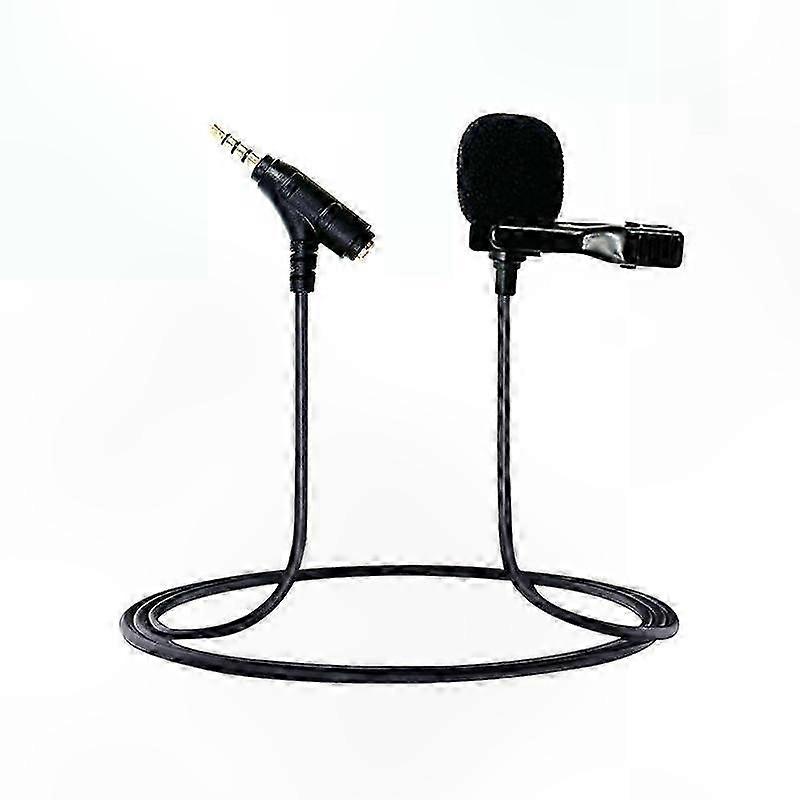 Lapel Microphone with 3.5mm TRRS Connector and Earphone Monitoring Jack Clip-On Design for Portable Recording