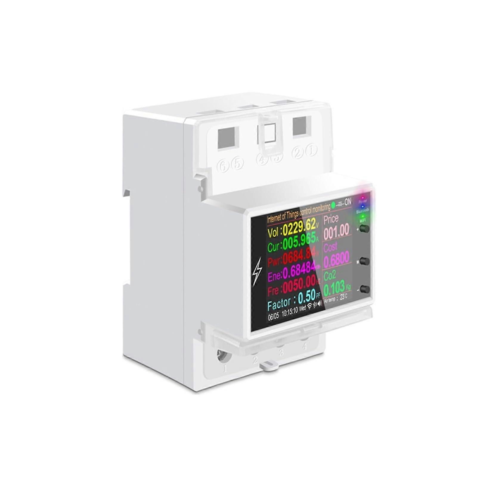 Digitaler Stromzähler WiFi Din Rail Smart Switch Energy Meter Volt Amp KWh Frequency Factor Remote Control