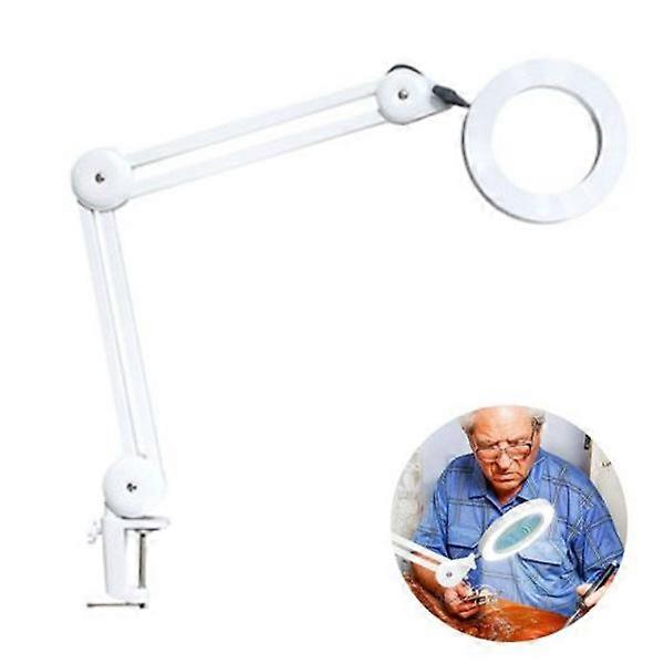 LED Magnifying Lamp, Work Lamp, 5 Diopter Magnifier with Light - with Clamp