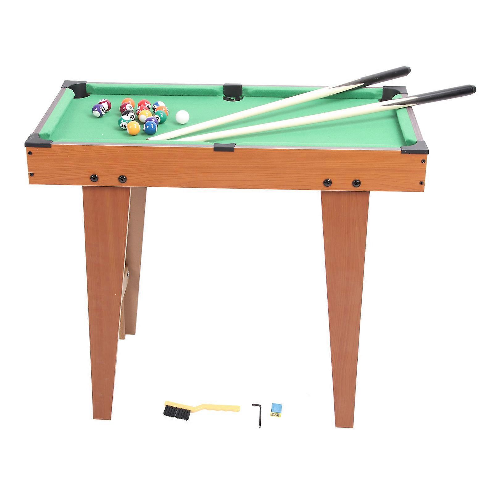 Wooden Table Top Pool Table with 15 Colored Balls 1 Cue Ball 1 Brush 2 Pool Sticks 1 Racking Triangle Billiards Table for Kids