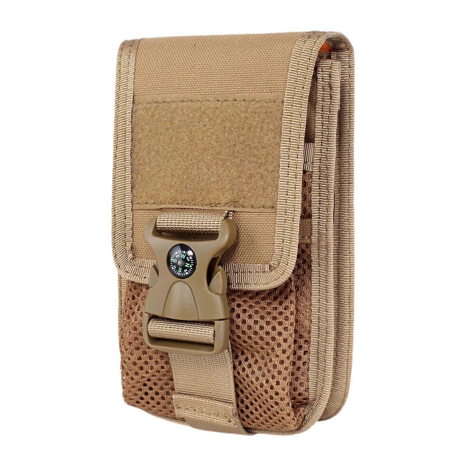 Phone Tail Pocket Organizer Multi-Use Portable Utility Bag With Compass Buckle For Hiking And Cycling Khaki