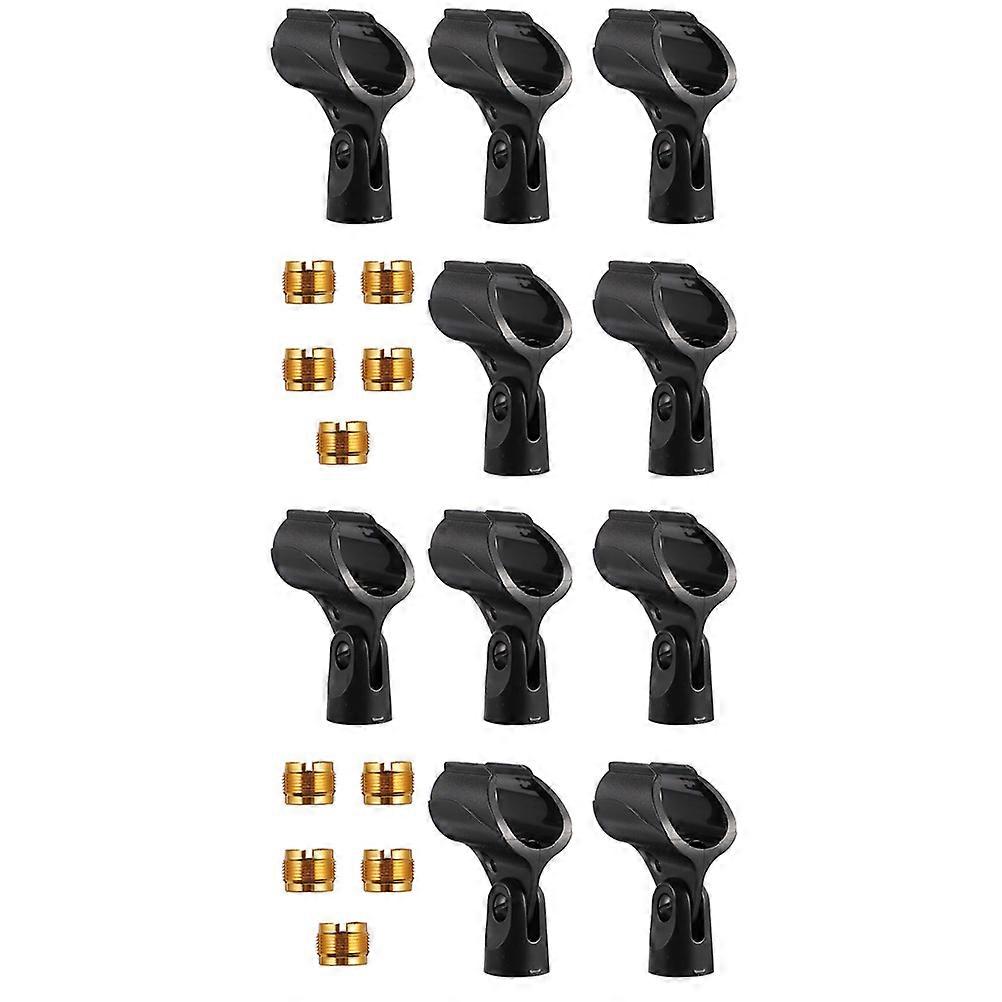 Wireless Microphone Accessories 10Pcs Microphone Clip Holder With Adapter For Handheld Microphone Black Simple Design Wireless