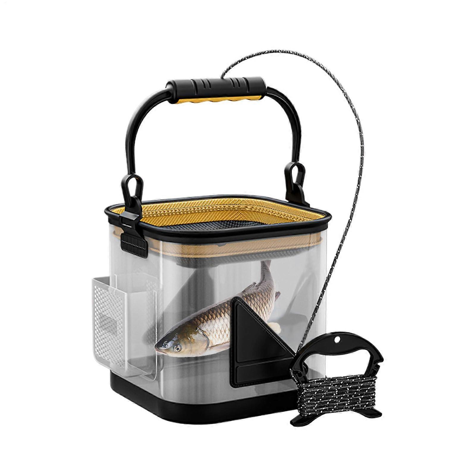Angel Bucket  Bait Container  Transparent EVA Bucket with Handle  Ideal for River, Lake  Saltwater