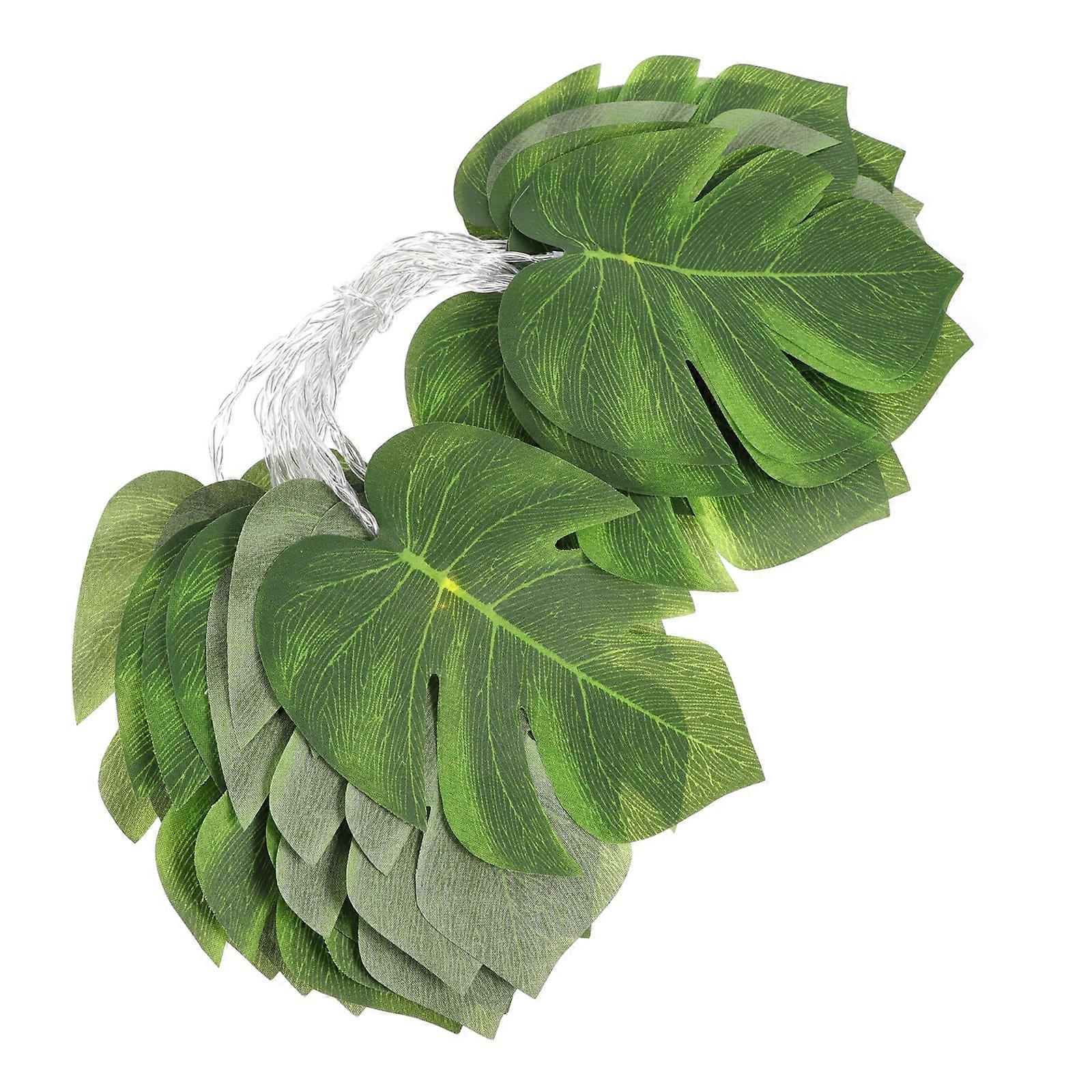 Monstera Shaped LED Light String for Decoration with Fabric Material and Green Color Great for Home Garden Yard 6.56 Feet