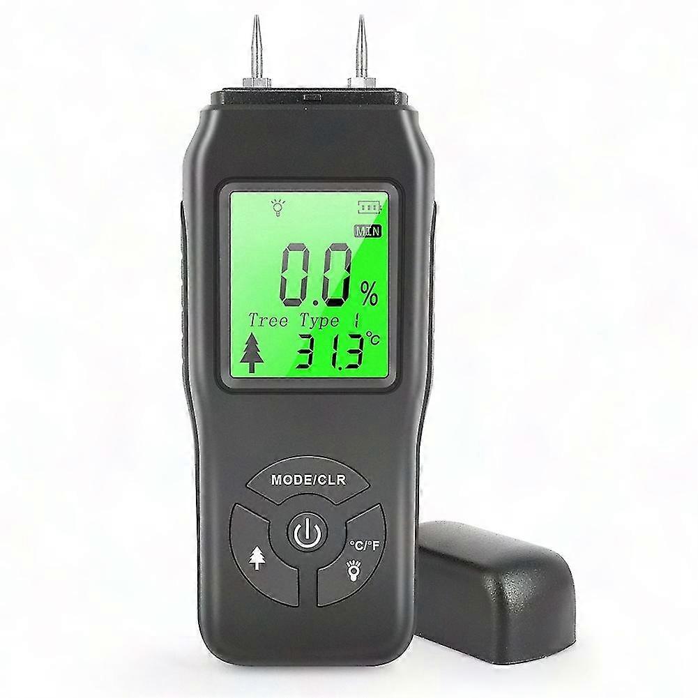 Digital Moisture Meter for Wood, Pin-Type Water Leak Detector with Backlit LCD Display, Humidity Tester