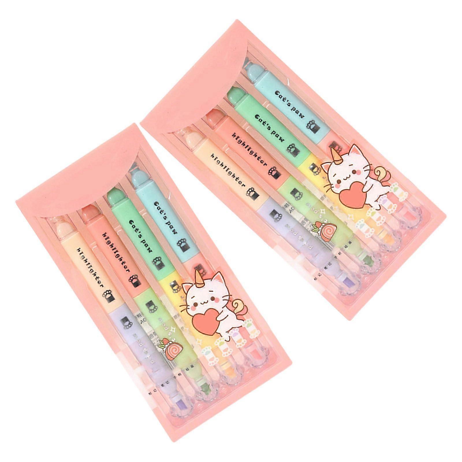 Double-Sided Highlighter Markers, Quick-Drying Fluorescent Colors for Scrapbooking, Calendars, Journals, Card Making, Set of 8