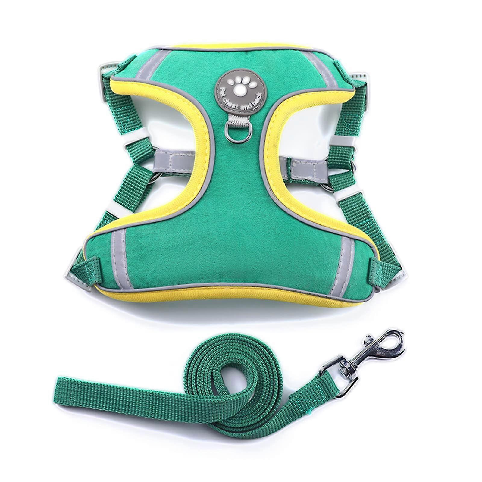 Pet harness vest with reflective strips, breathable, escapeproof, for walks and travel.