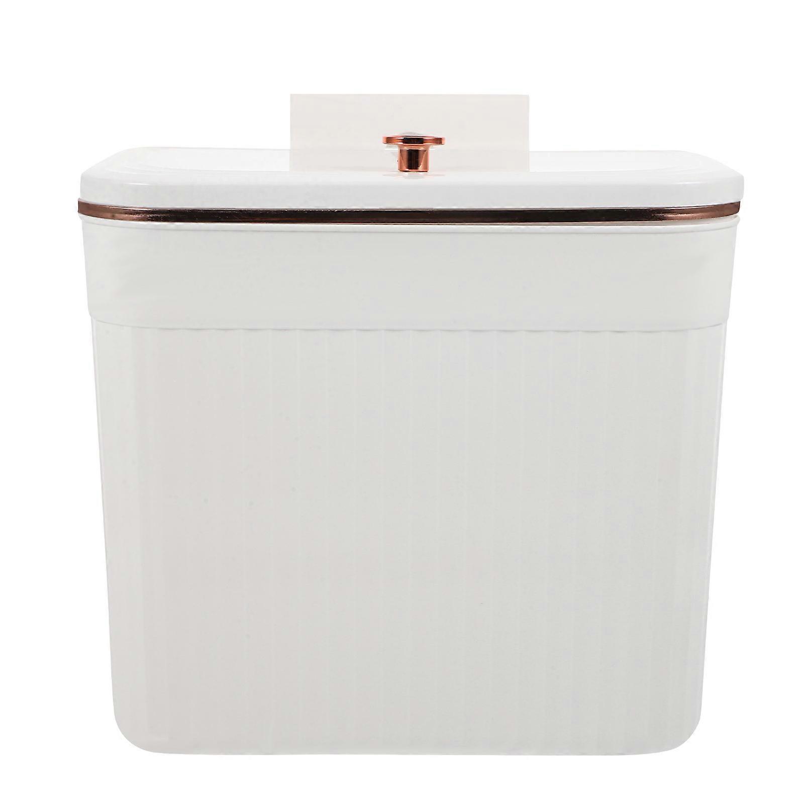 Hanging White Trash Can With Lid For Household Users Daily Use Rectangular 1Pack