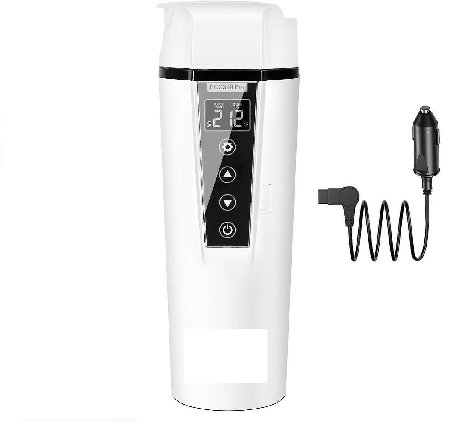Digital Display Smart Car Heating Cup 12-24V White English Version