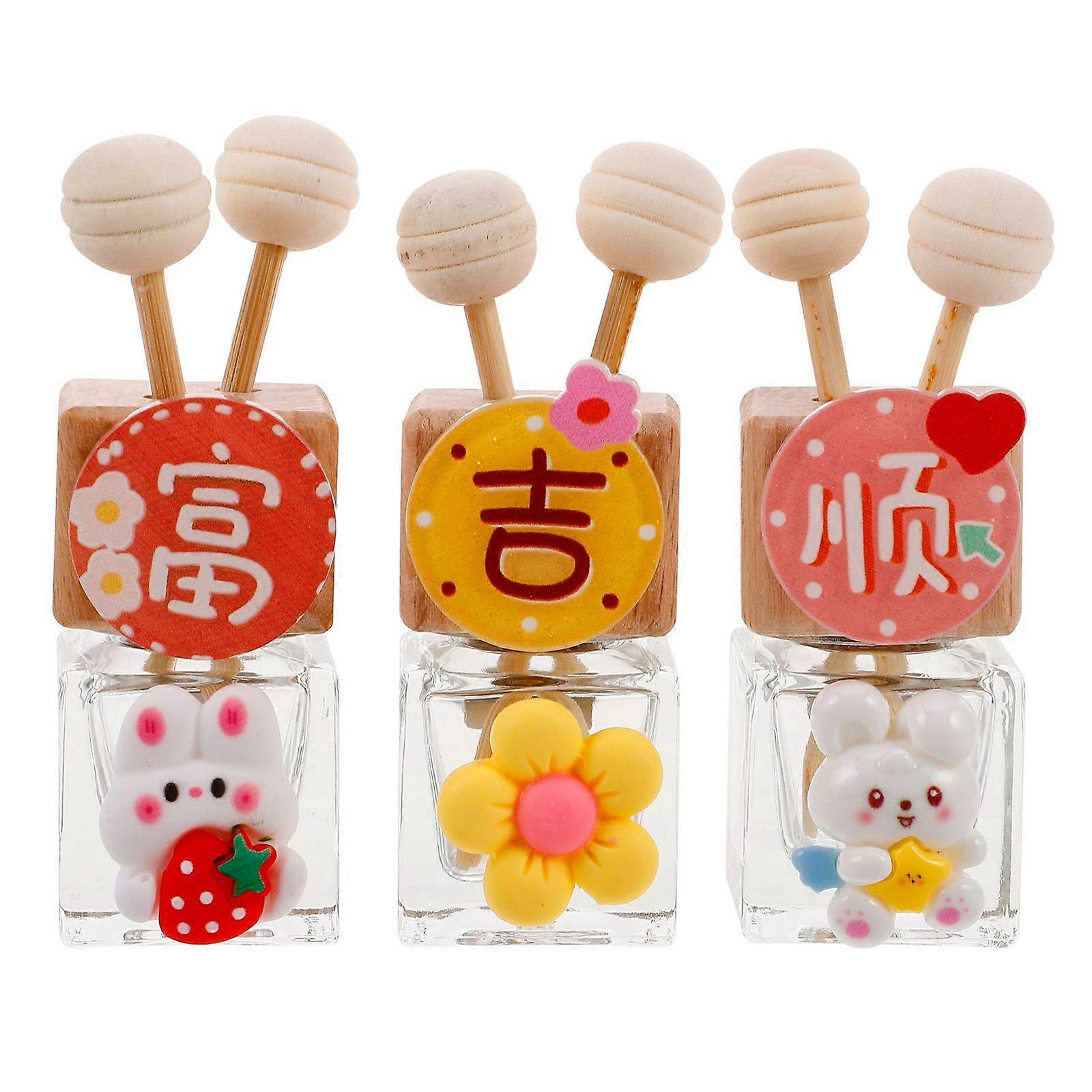 3Pcs Car Diffuser Air Freshener Bottle Empty Car Essential Oil Diffuser Auto Glass Perfume Diffuser Bottle with Vent Clip Fragrance Ornament