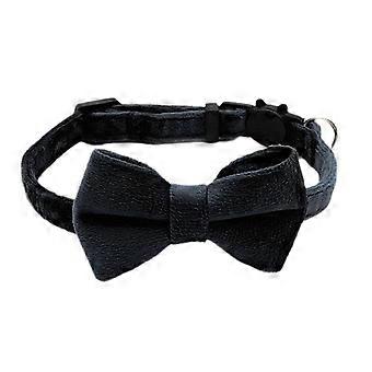 Adjustable Velvet Cat & Small Dog Collar with Suede Bow & Bell