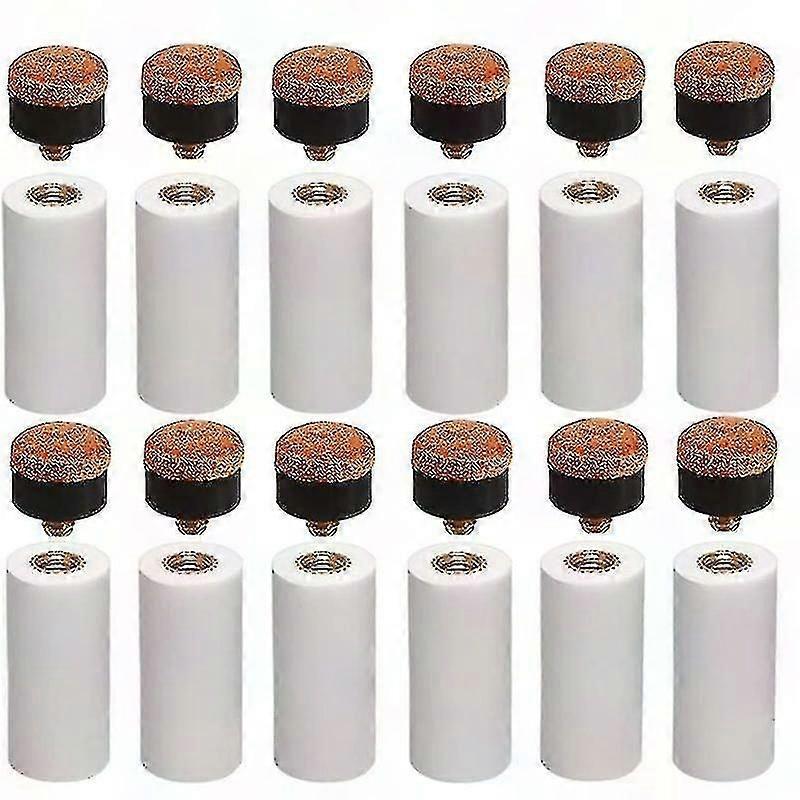 12 Sets 12mm Brass Screw Billiard Pool Cue Tips with Ferrules for Snooker Replacement