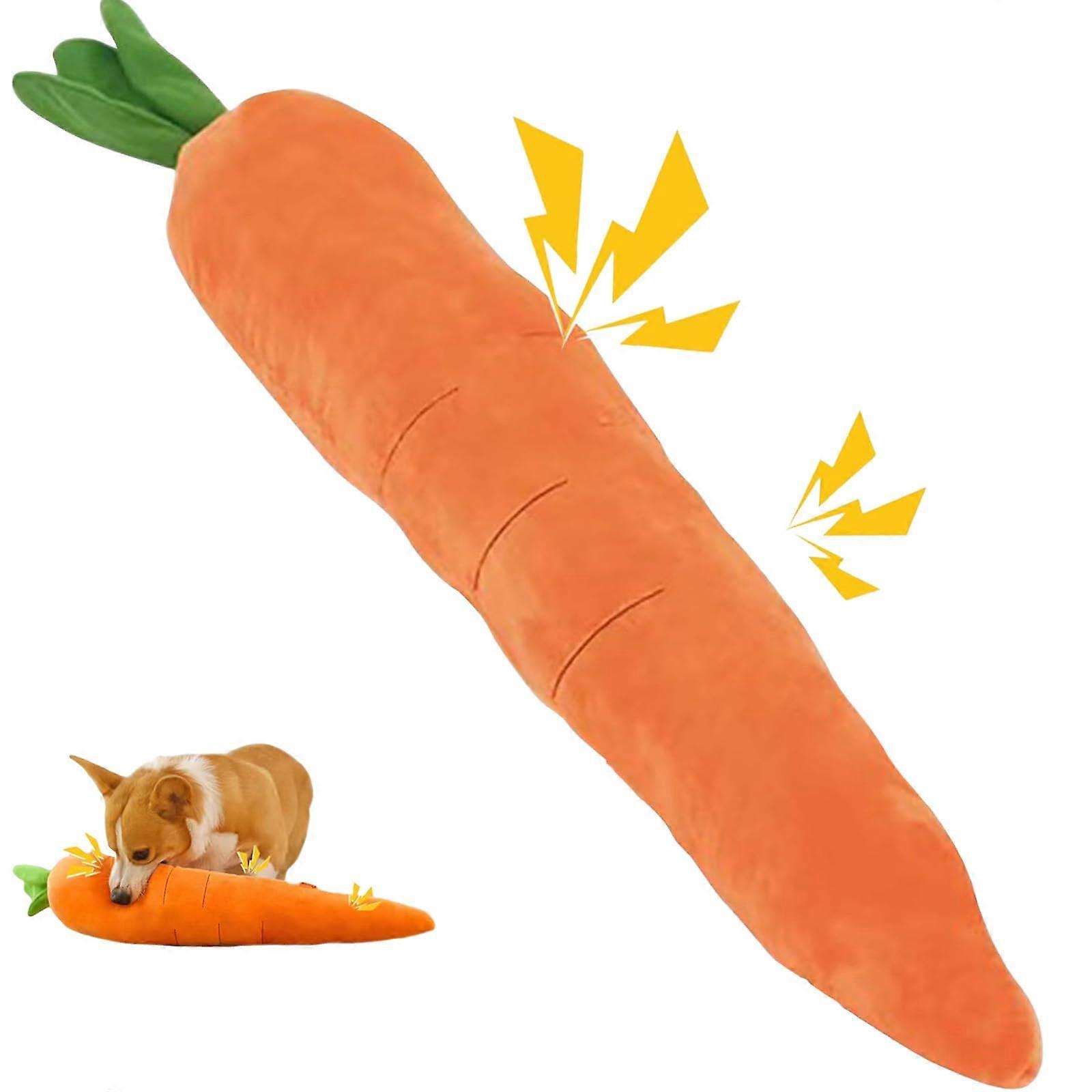The Mellow Dog Calming Carrot, Giant Carrot Dog Toy, 29.5in Plush Carrot Interactive Calming Dog Toys–Squeaky, Durable Chew Toys For Dogs