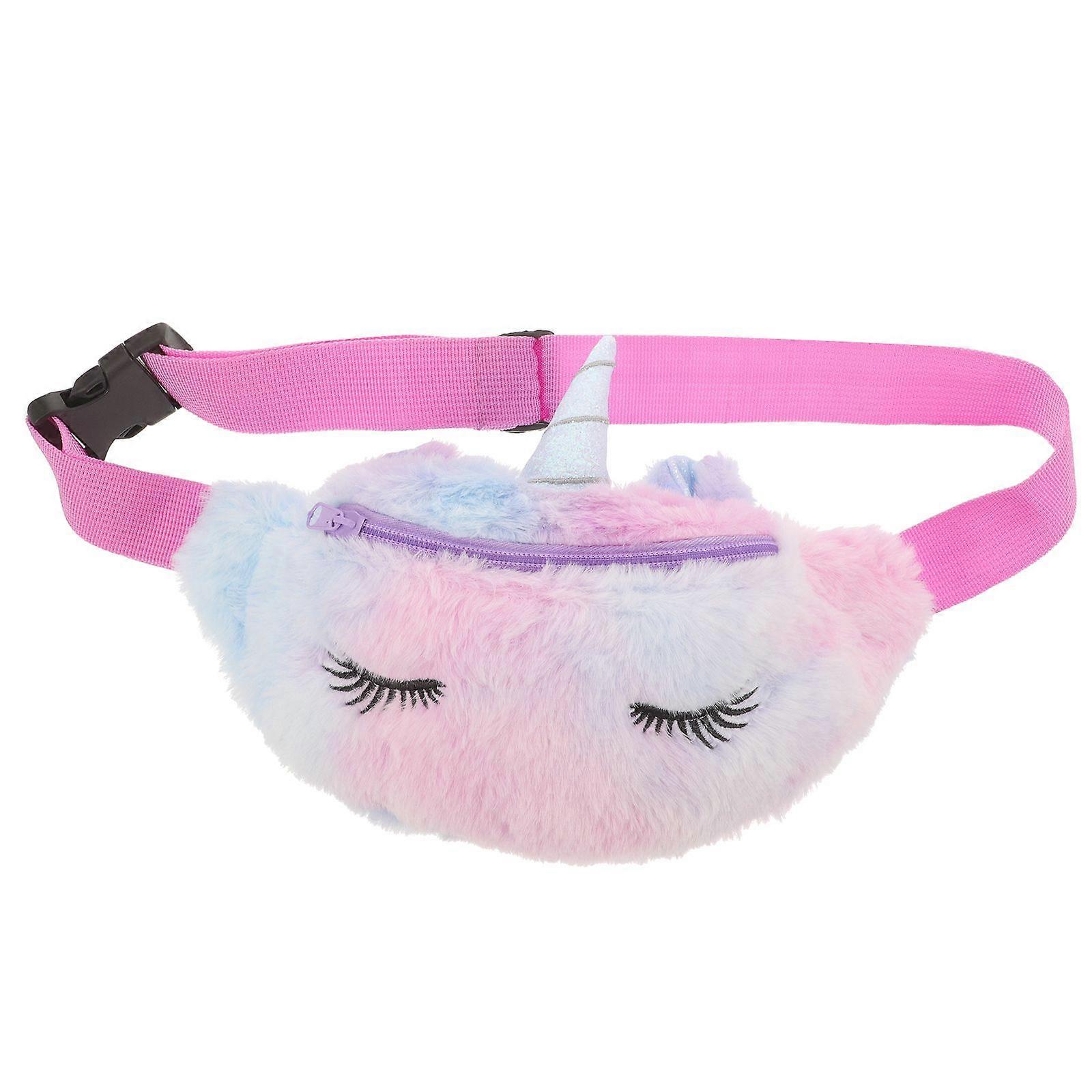 1pc Cartoon Unicorn Plush Waist Bag Children One-shouldered Bag Cross Body Bag