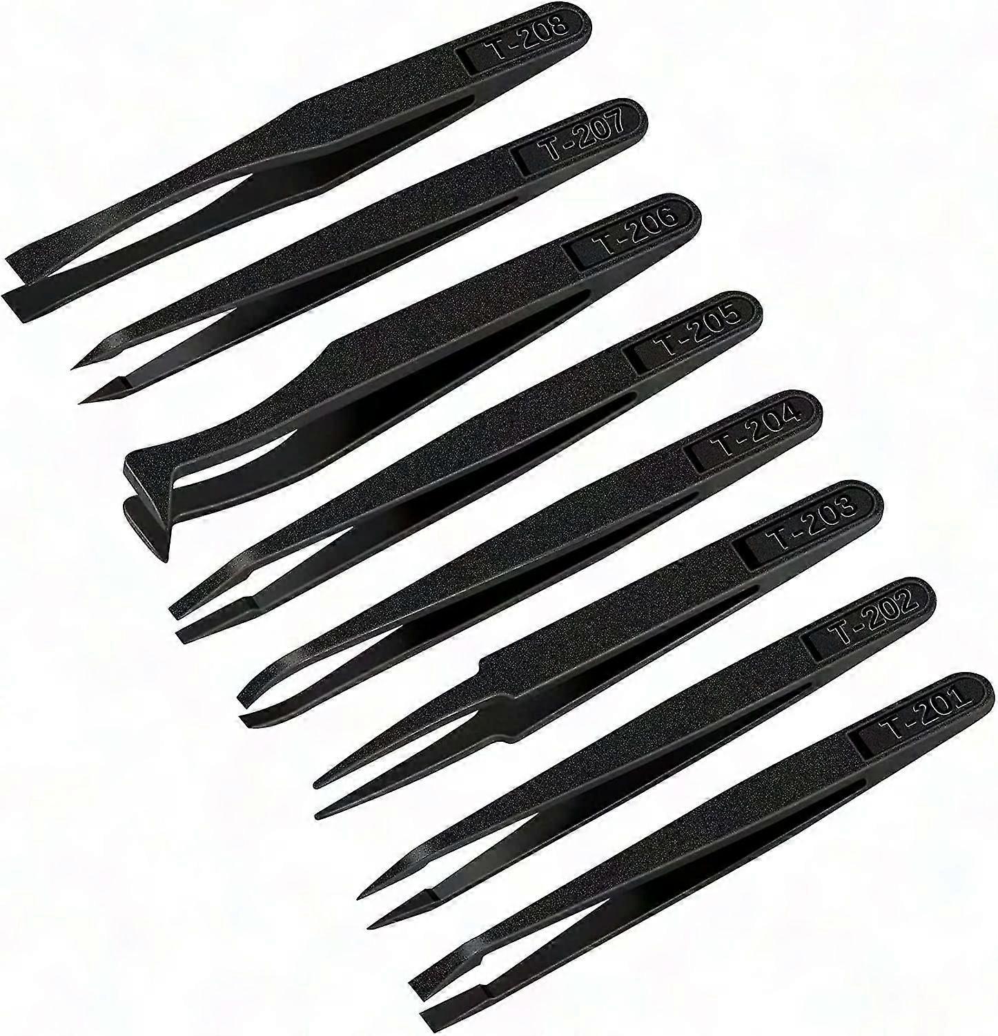 Anti Static Plastic Tweezers Set - 8pcs Electronics Repair Tools for Precision Work