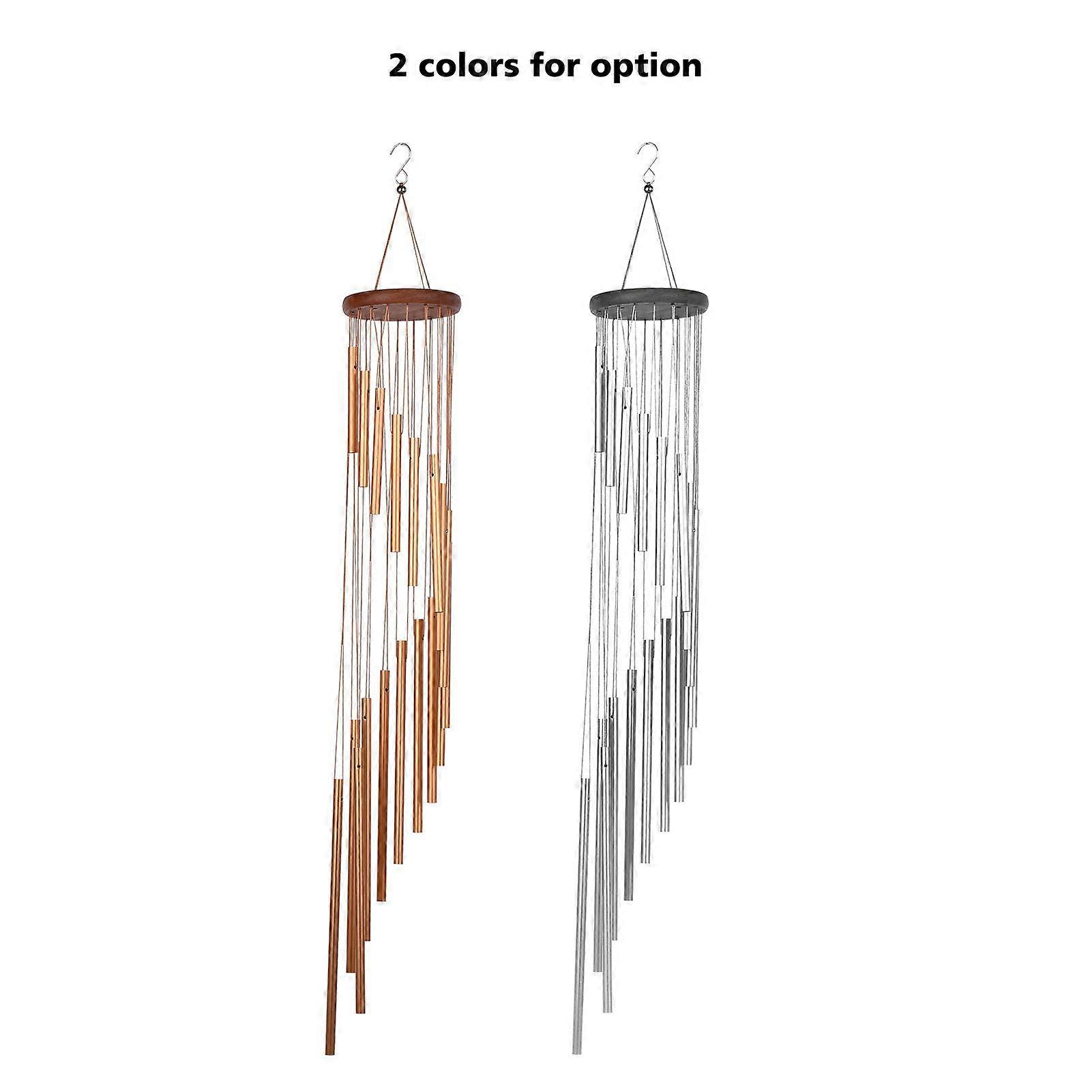 35inch 18-Bar Classic Rotating Wind Chime Solid Wood Aluminum Alloy Tubes for Home Balcony Bacyard Decoration
