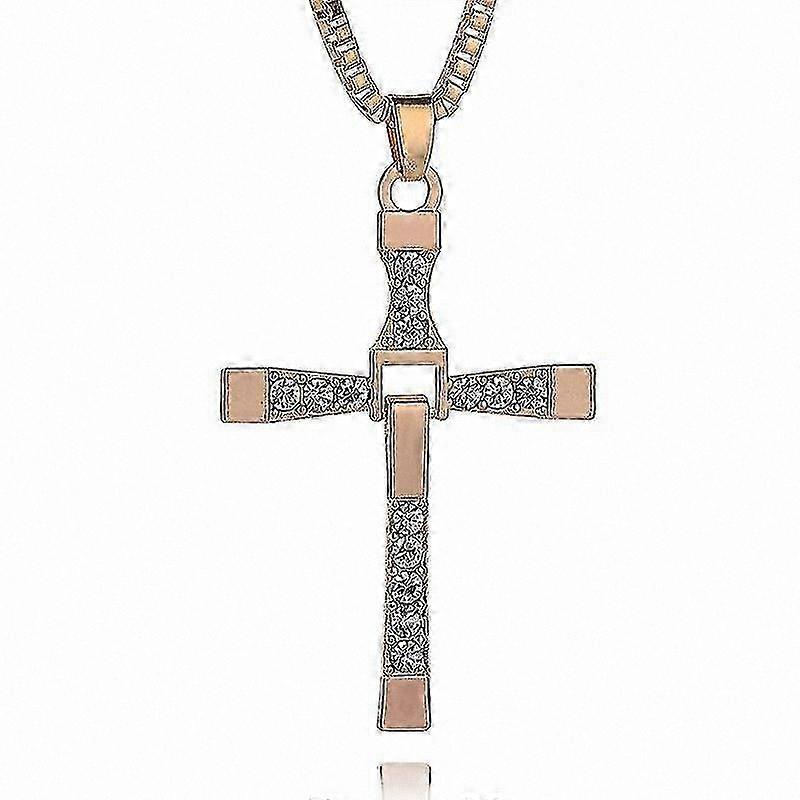 Collier pendentif croix sur le thème de la course pour hommes