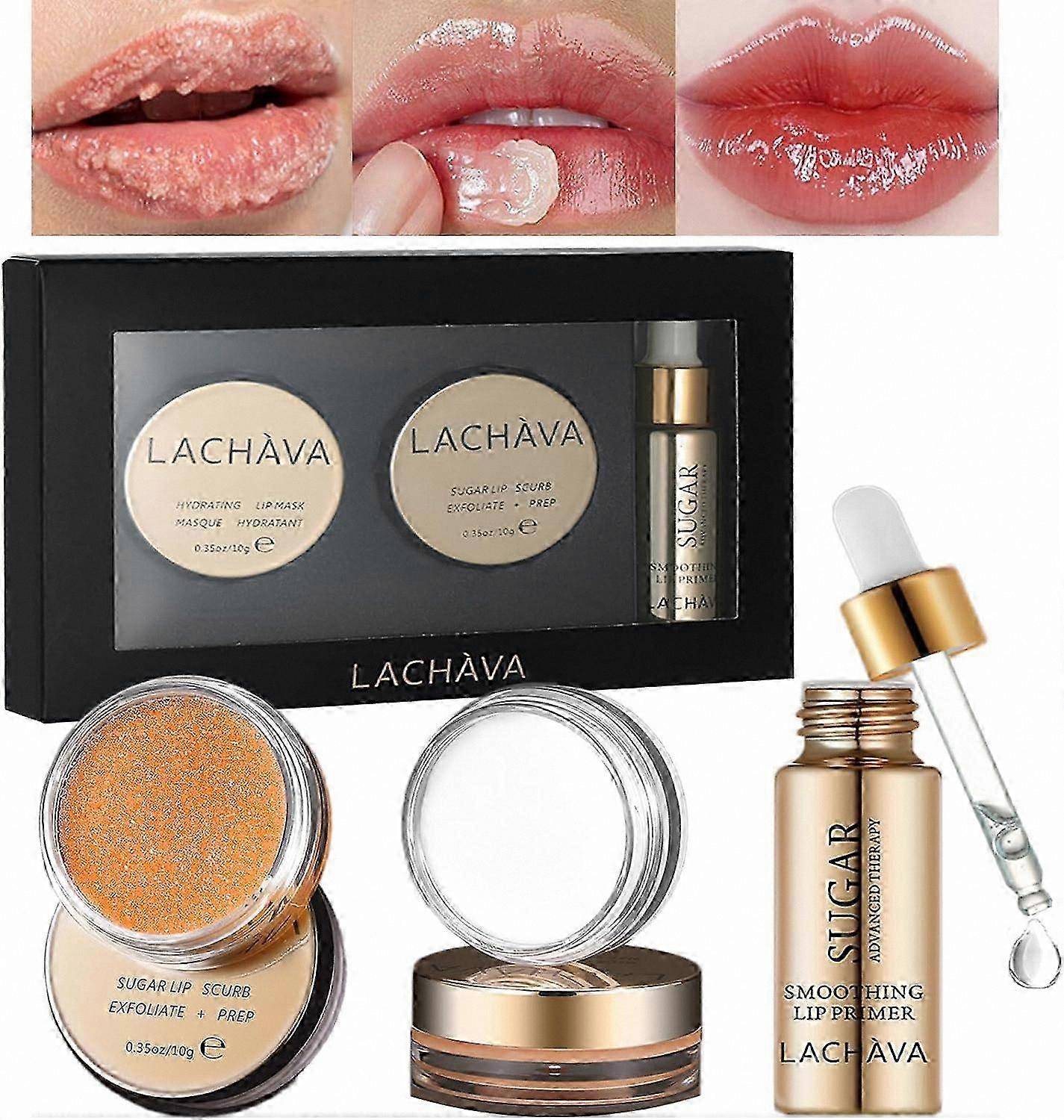 Daily Lip Care Set: Moisturizing Scrub, Repair Mask, and Overnight Treatment for Smooth Lips