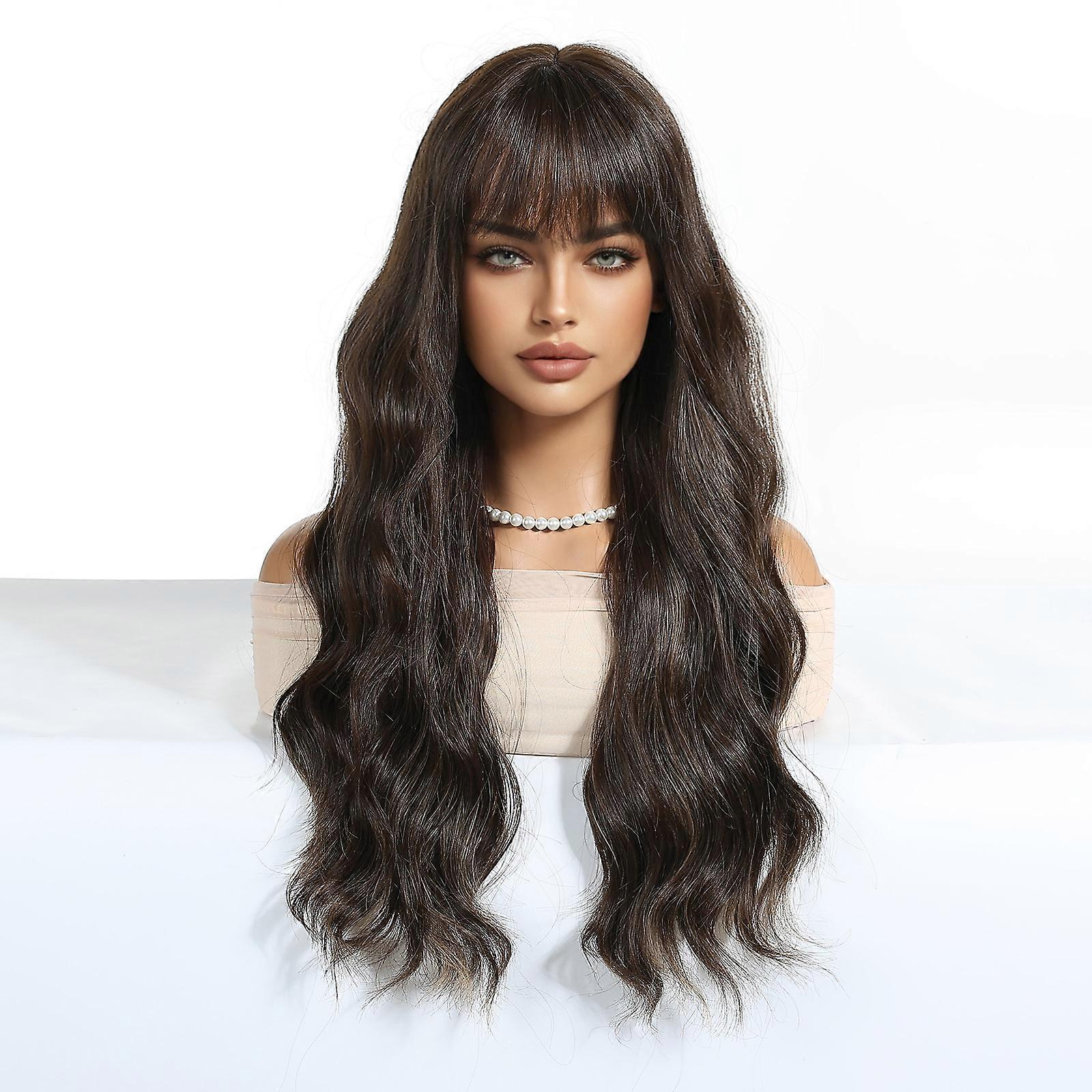 Brown Machine Made Heat-Resistant Glueless Easy Wear Wig - Natural Look for Daily Wear