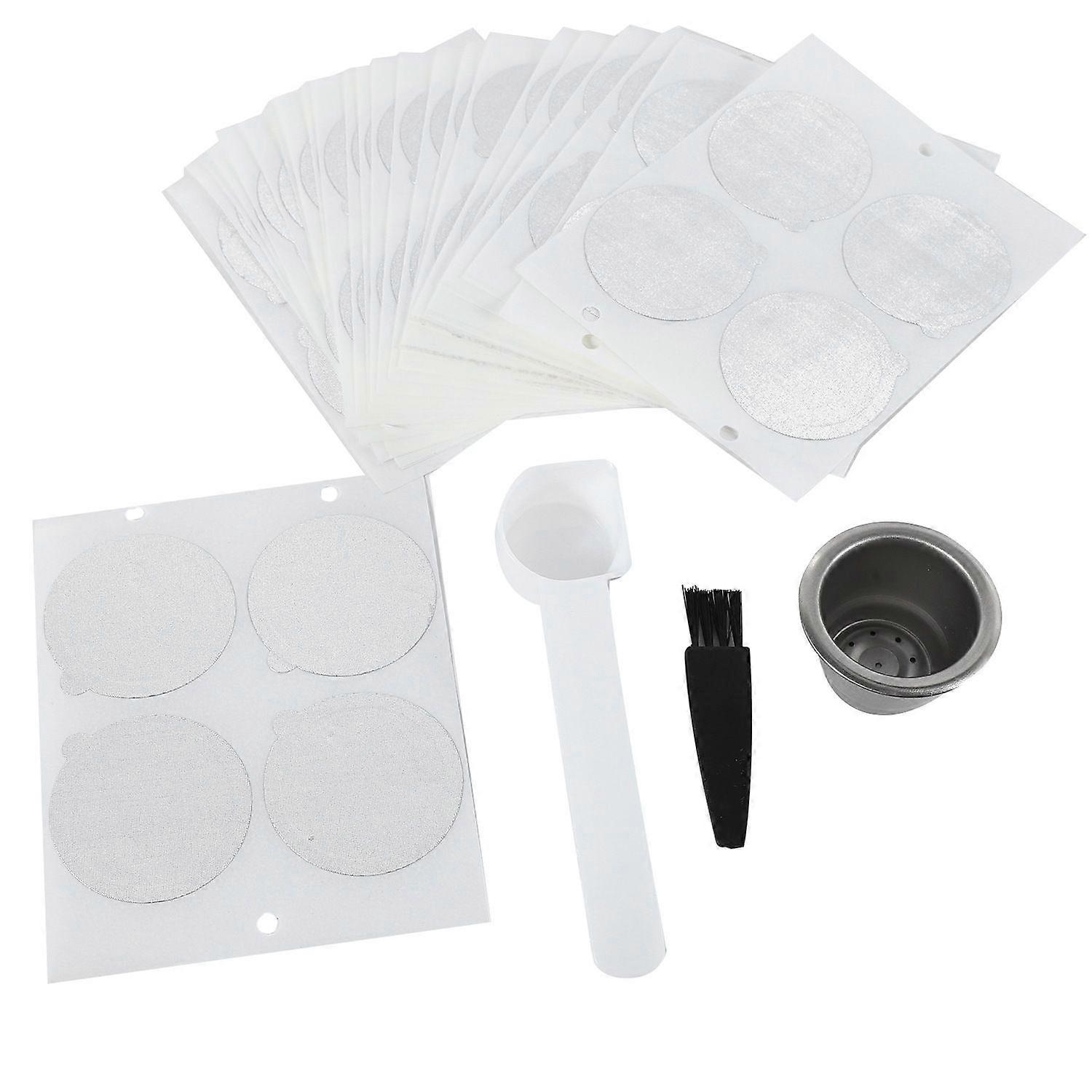 1 Pods 100 Seals Stainless Steel Refillable Coffee Capsule Reusable for Machine Espresso Coffee Mak