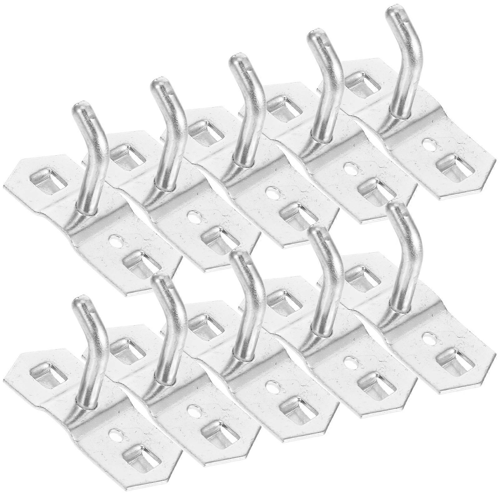 Hemoton Silver Metal Tool Hooks for Home 10pcs Broadly Usable Pegboard Organizer with