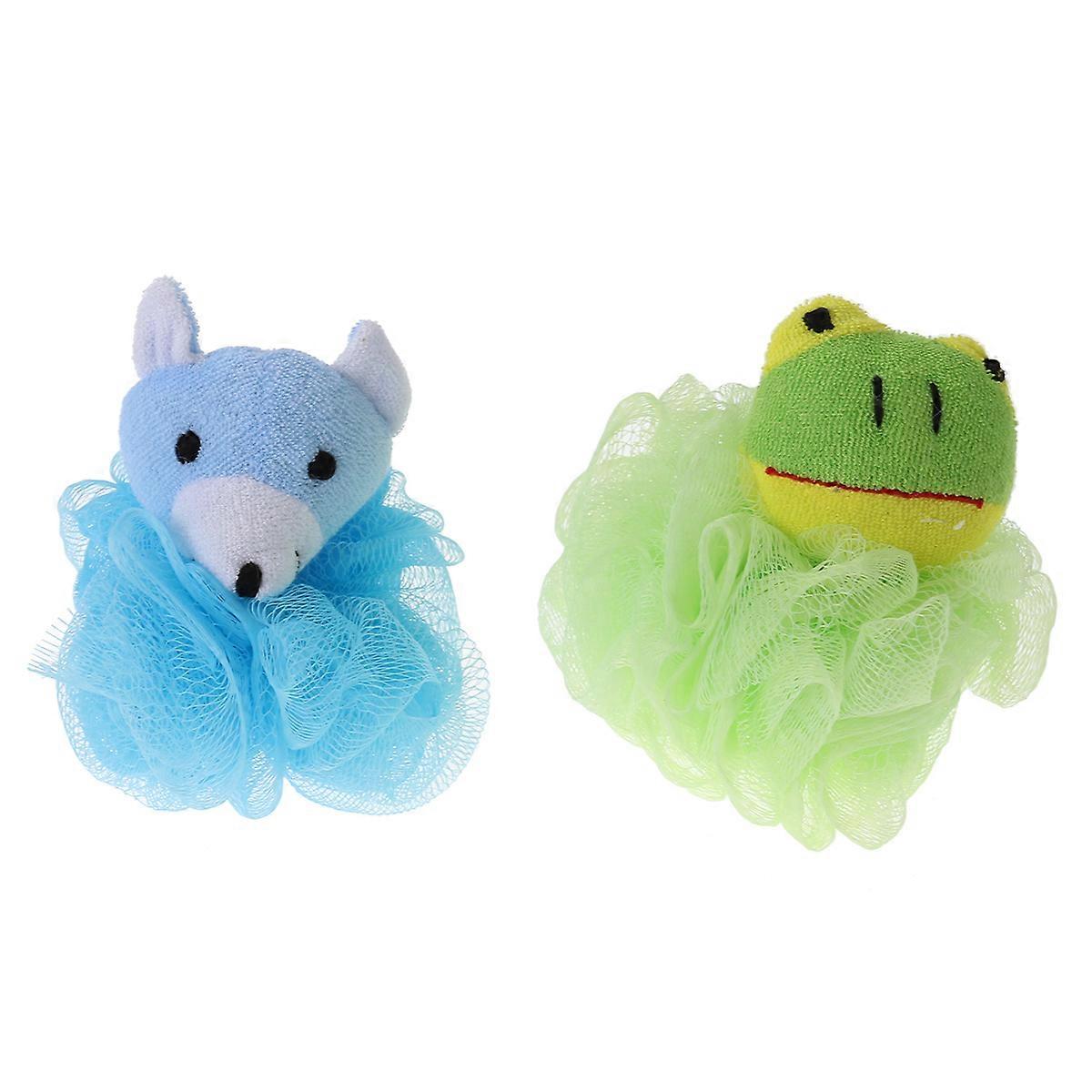 Mesh Sponge Bath Ball Shower Ball for Shower Use 2Pcs Assorted Colors