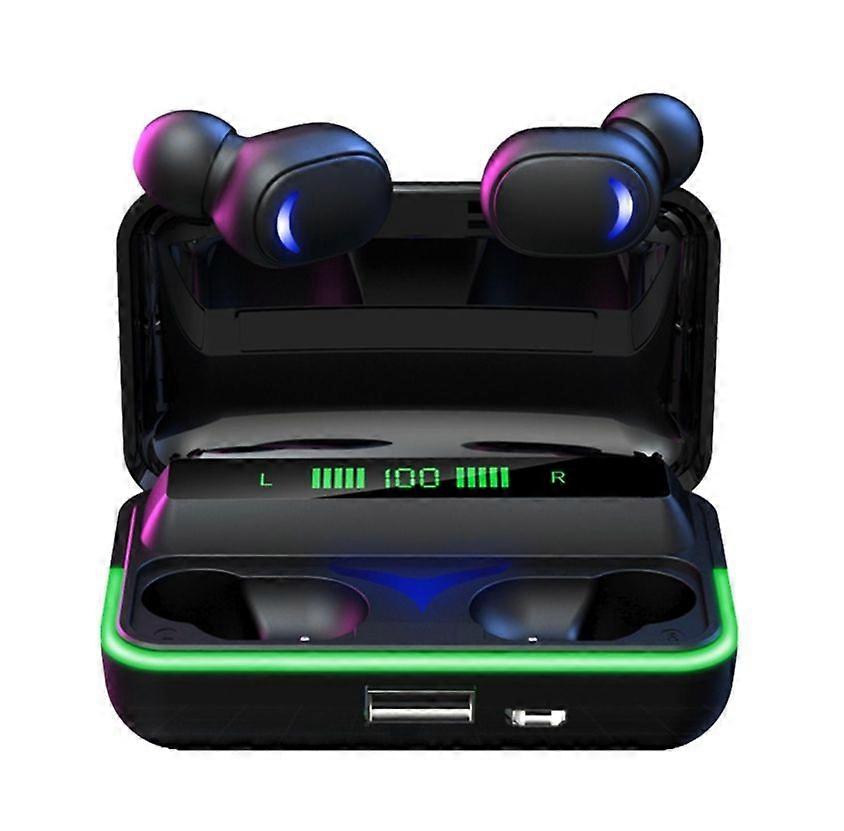 Bluetooth Earphone TWS Wireless Bluetooth 5.1 Digital Display Mobile Power Headset Sports 9D Stereo In Ear Earphone(Black)