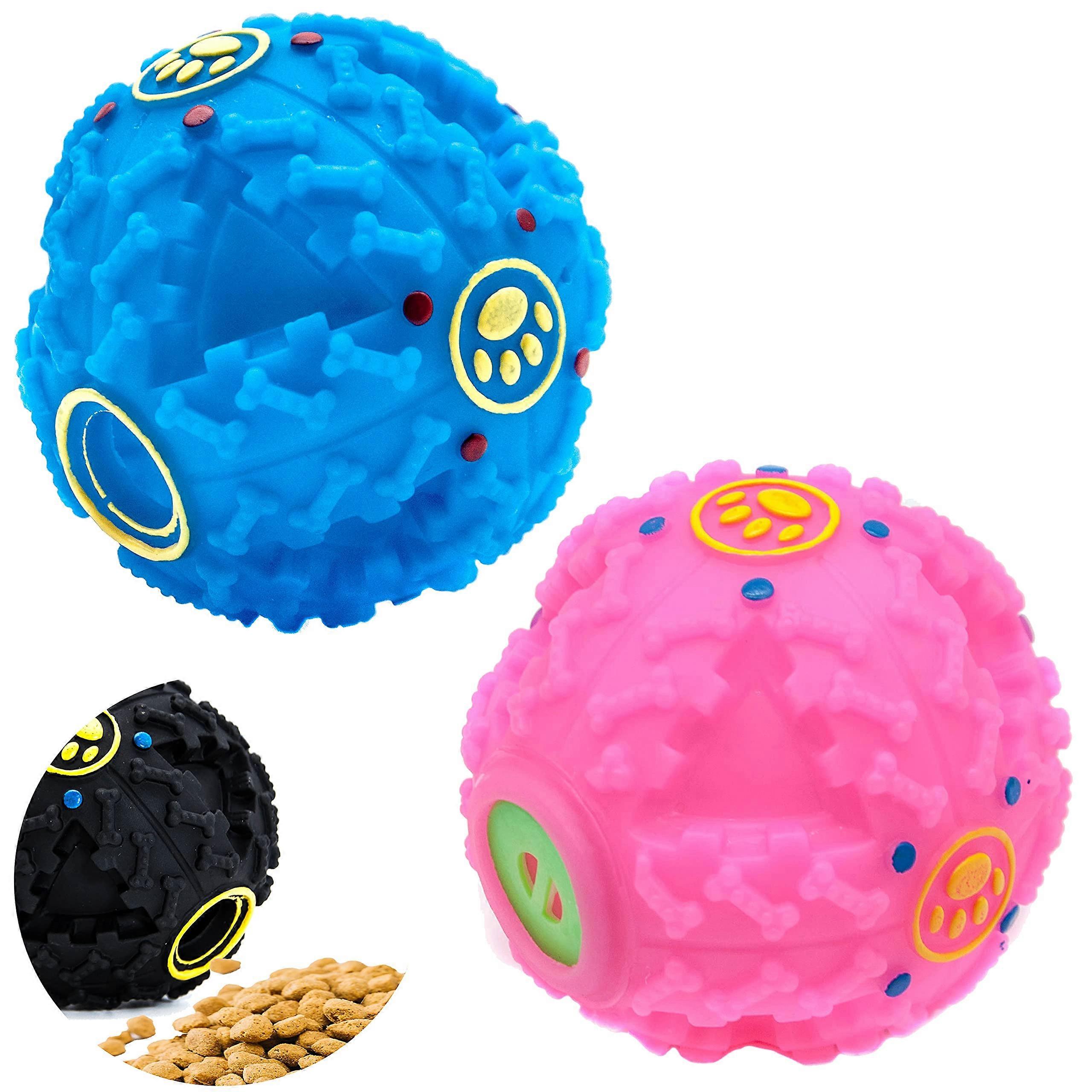 Giggle Ball 8 cm Dispensing Interactive Toy for Dogs, SoundEmitting, BiteResistant Puppy Chew, PinkBlue 2Pack