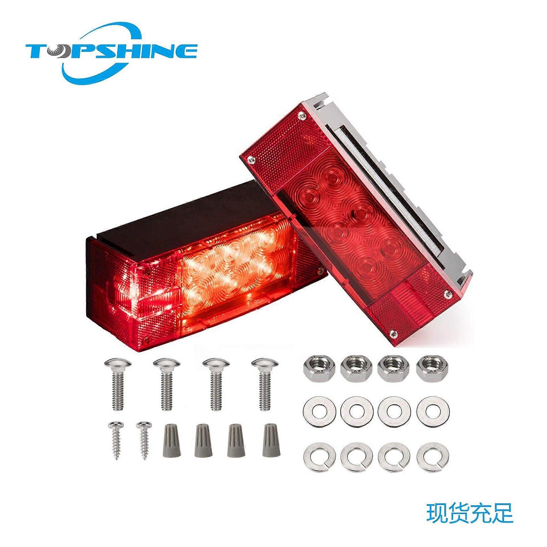 2pcs Rectangular Trailer Lights: Waterproof Turn Signal Lights for Trucks RVs Snowmobiles- Rear Signal Lamps for Enhanced Safety